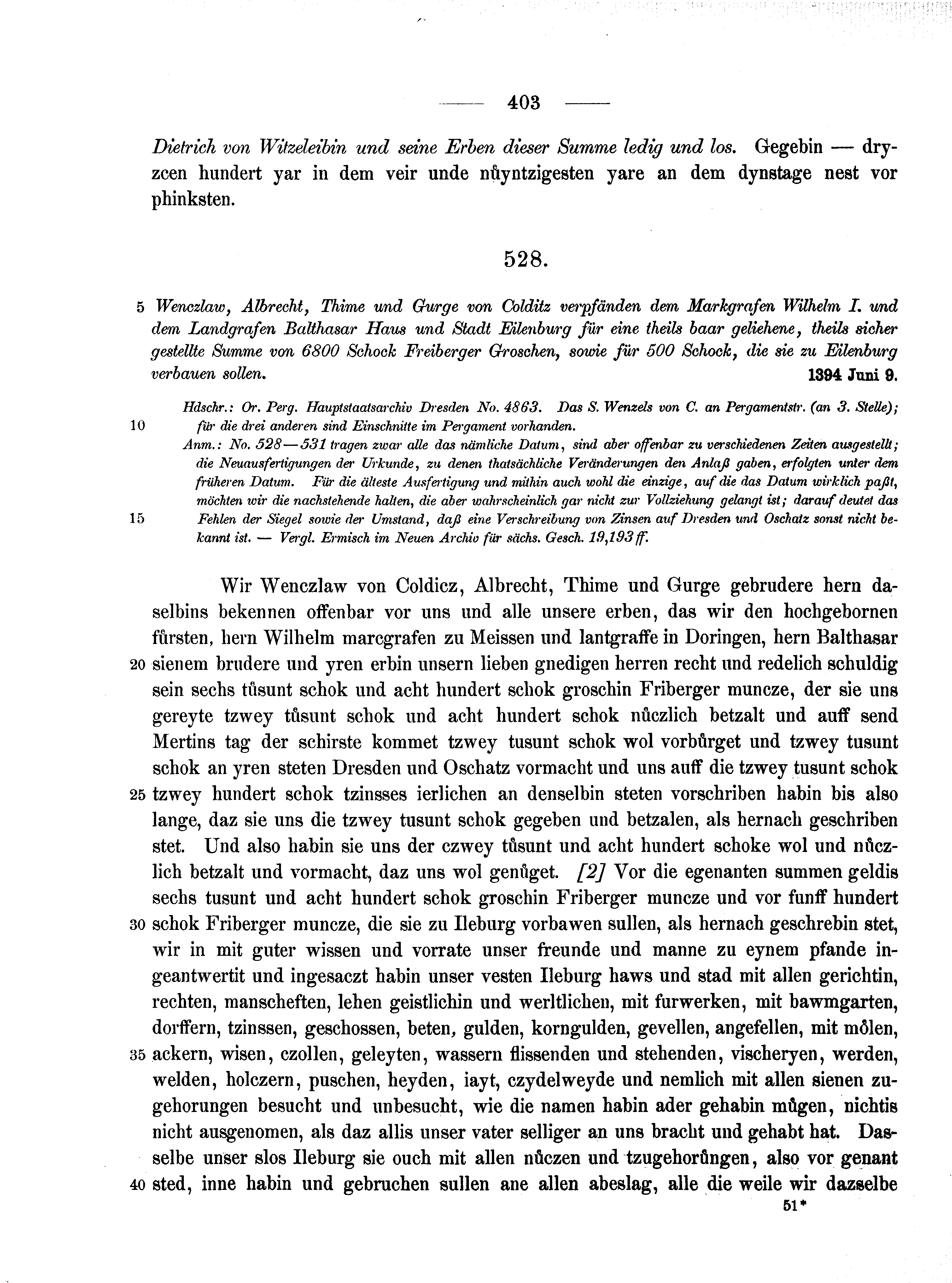 Historische Urkunde Seite 403 aus Band cds1b1