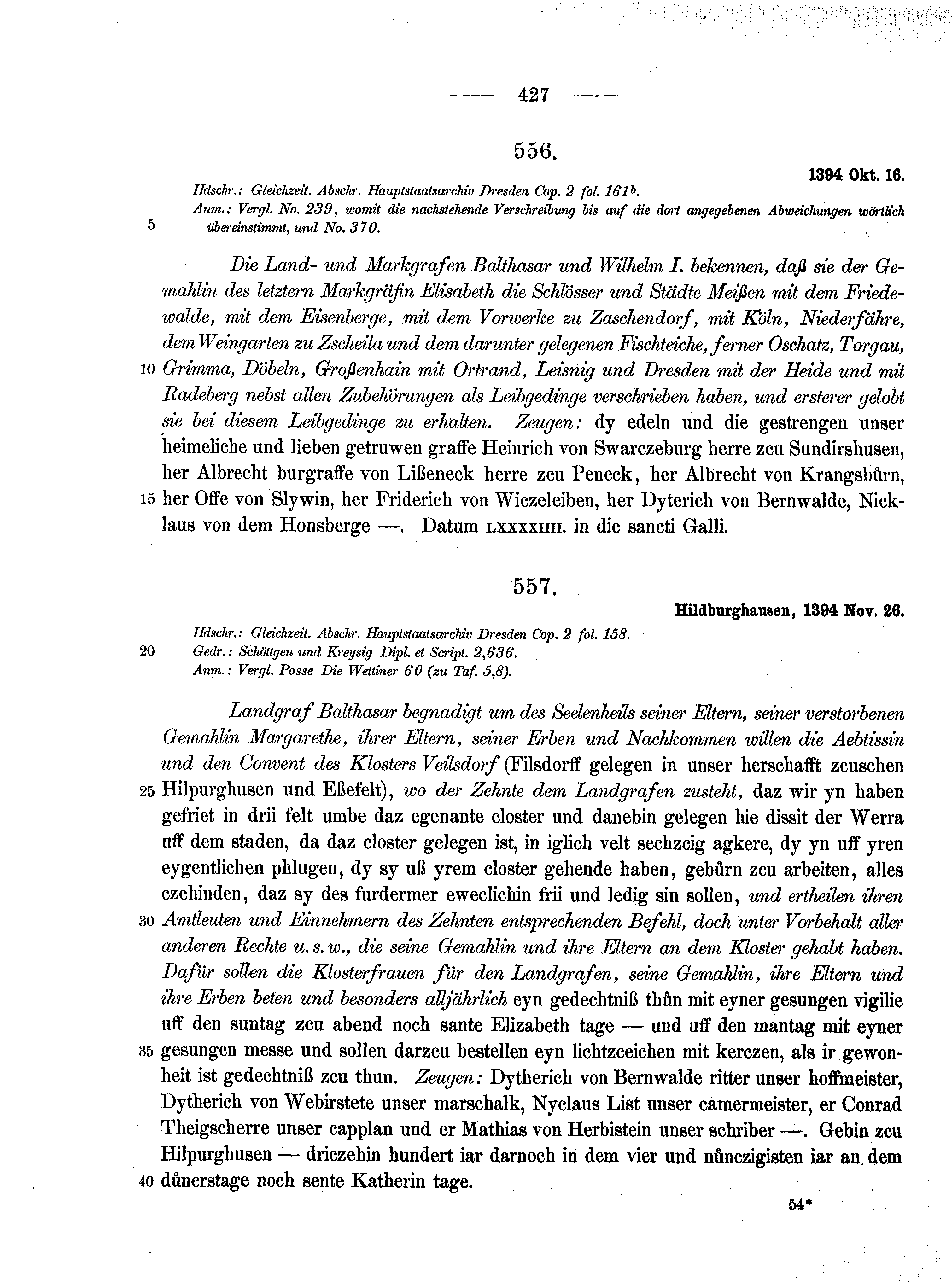Historische Urkunde Seite 427 aus Band cds1b1