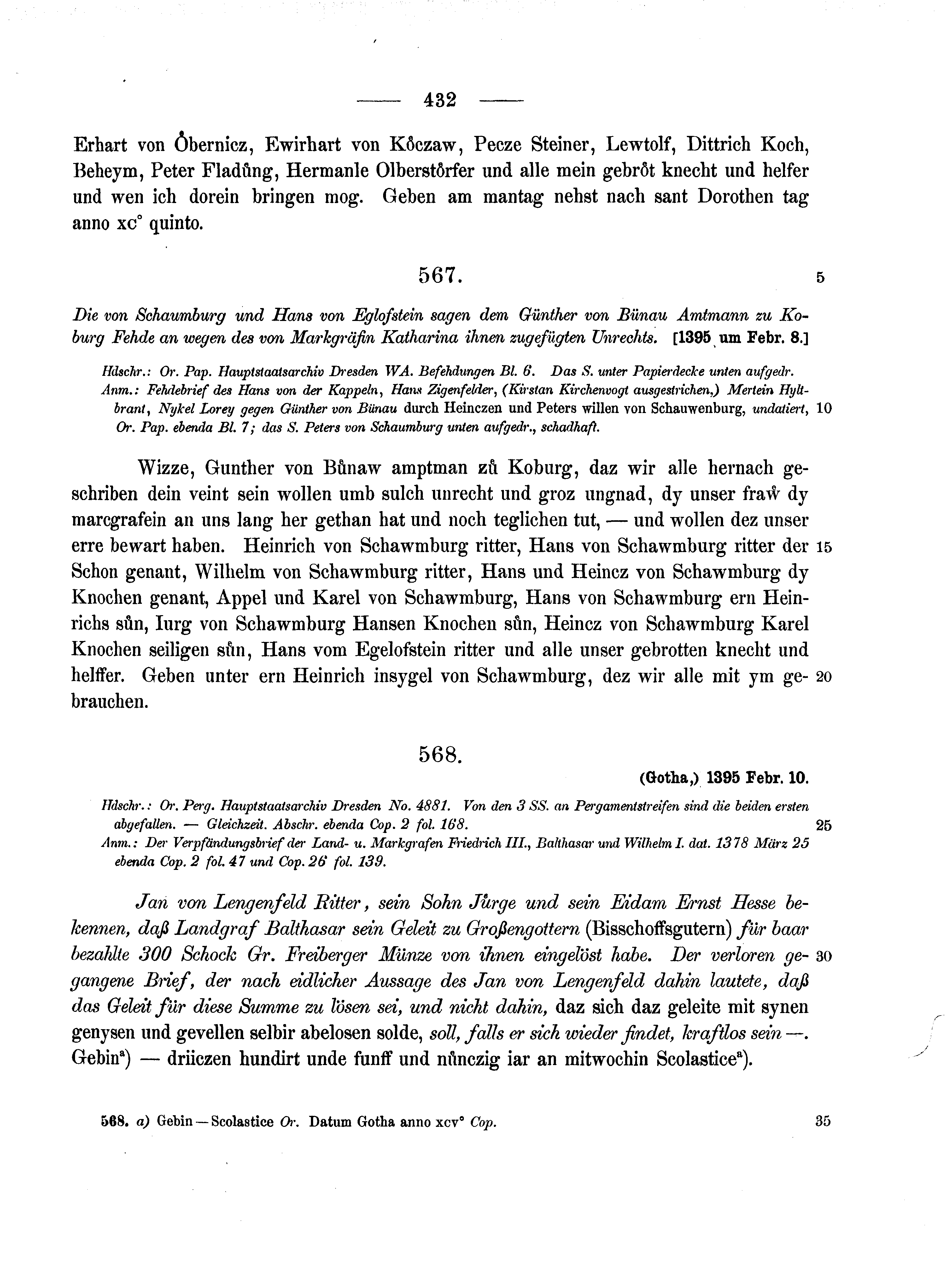 Historische Urkunde Seite 432 aus Band cds1b1