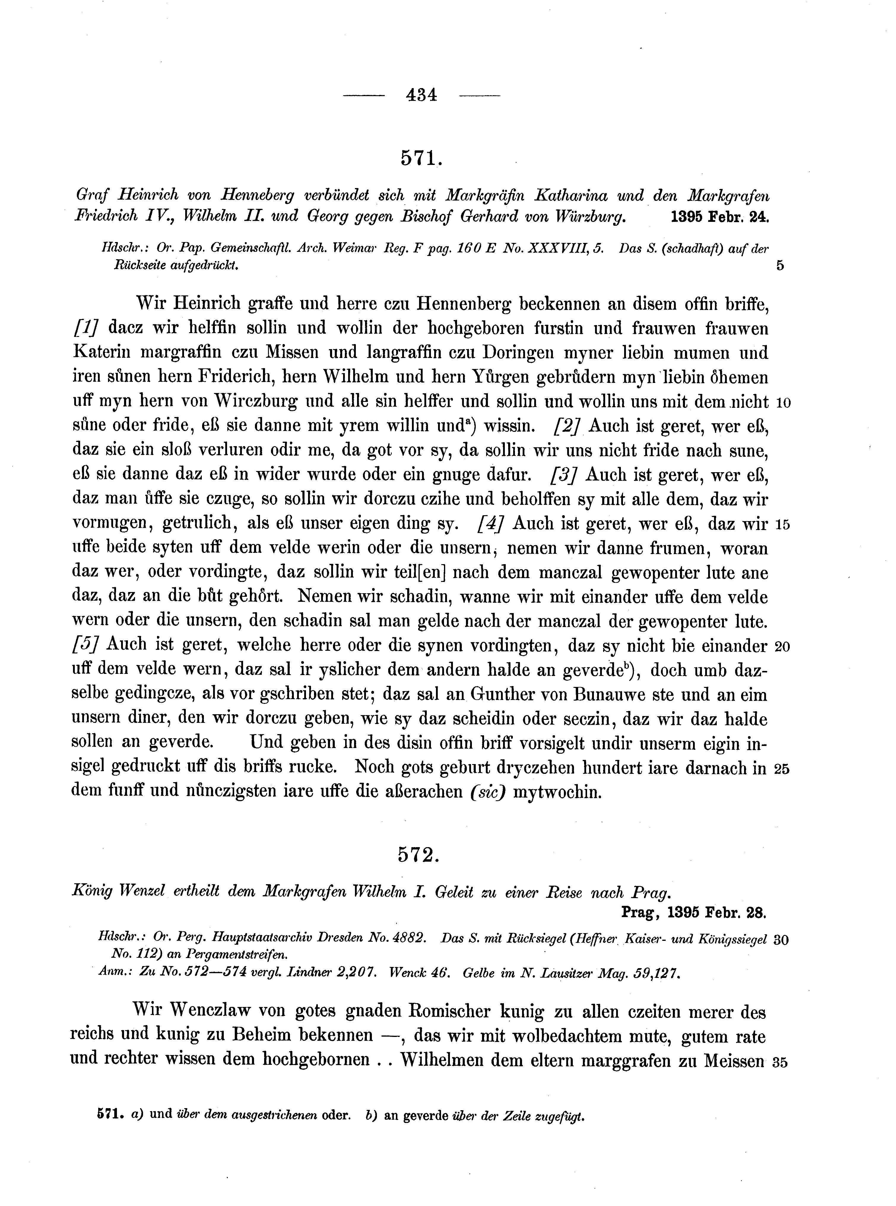 Historische Urkunde Seite 434 aus Band cds1b1