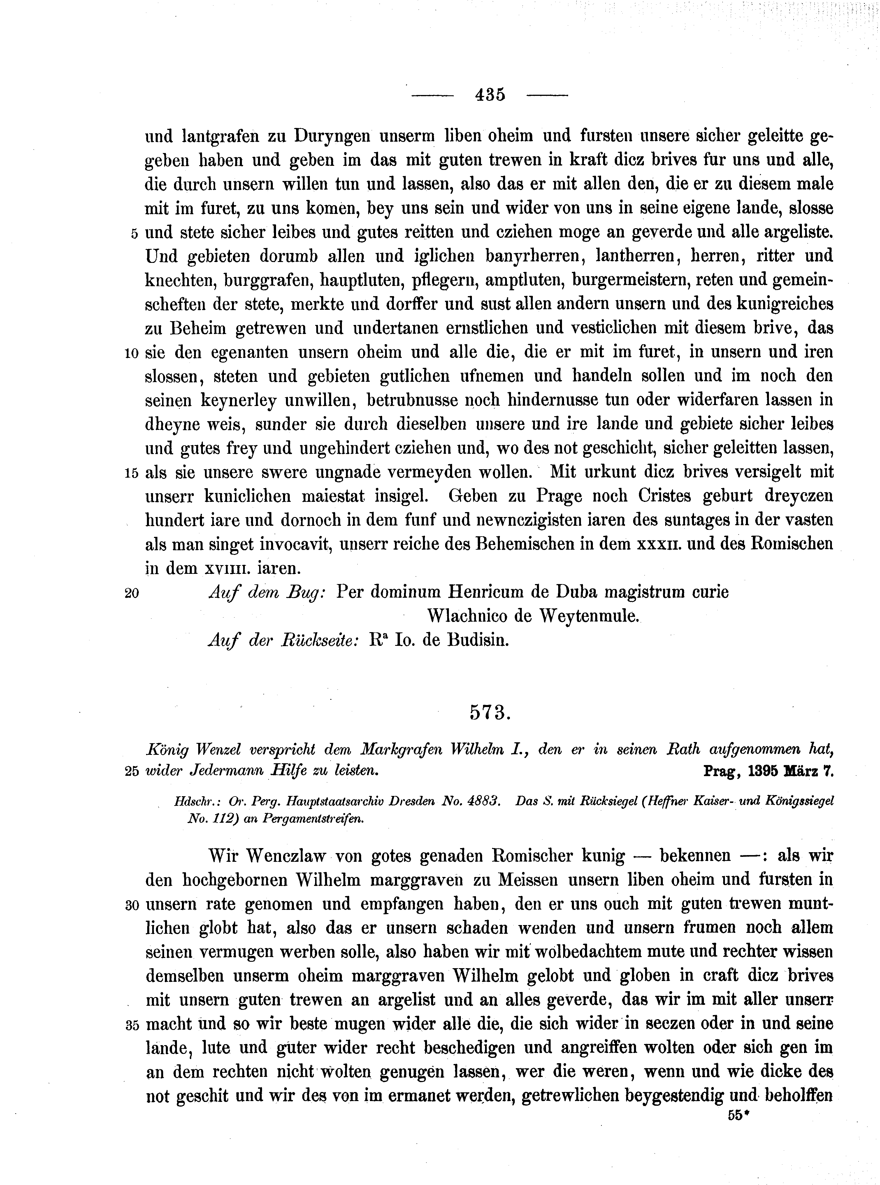 Historische Urkunde Seite 435 aus Band cds1b1