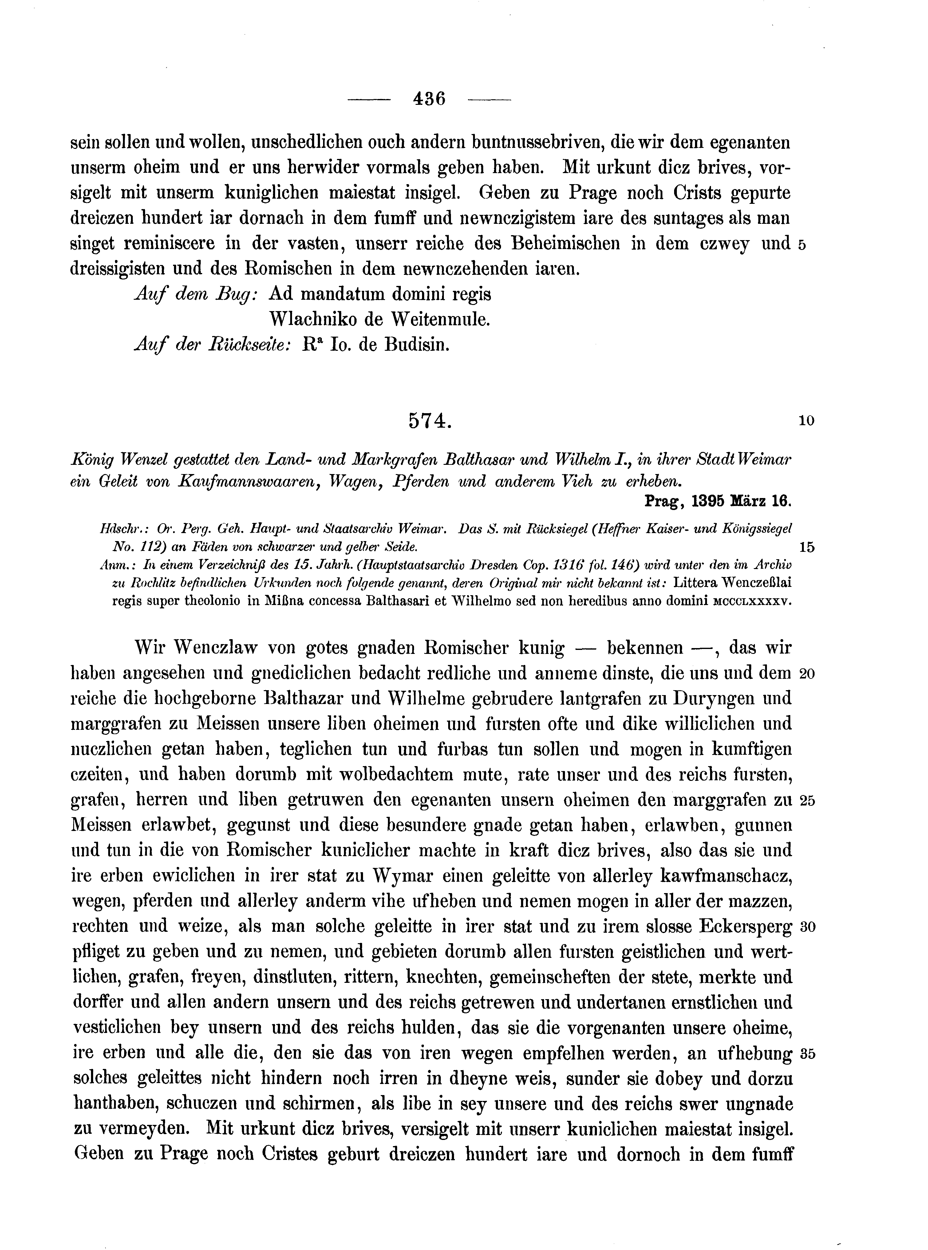 Historische Urkunde Seite 436 aus Band cds1b1