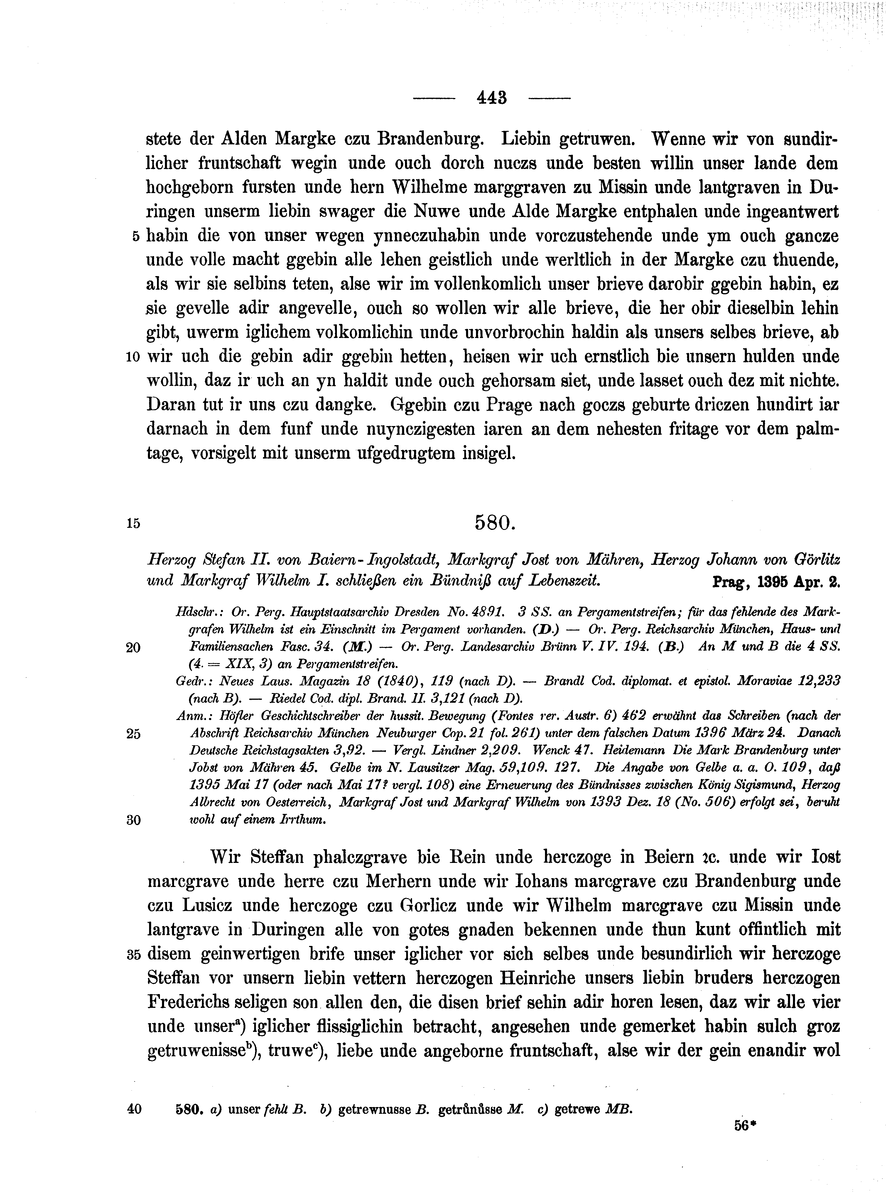 Historische Urkunde Seite 443 aus Band cds1b1