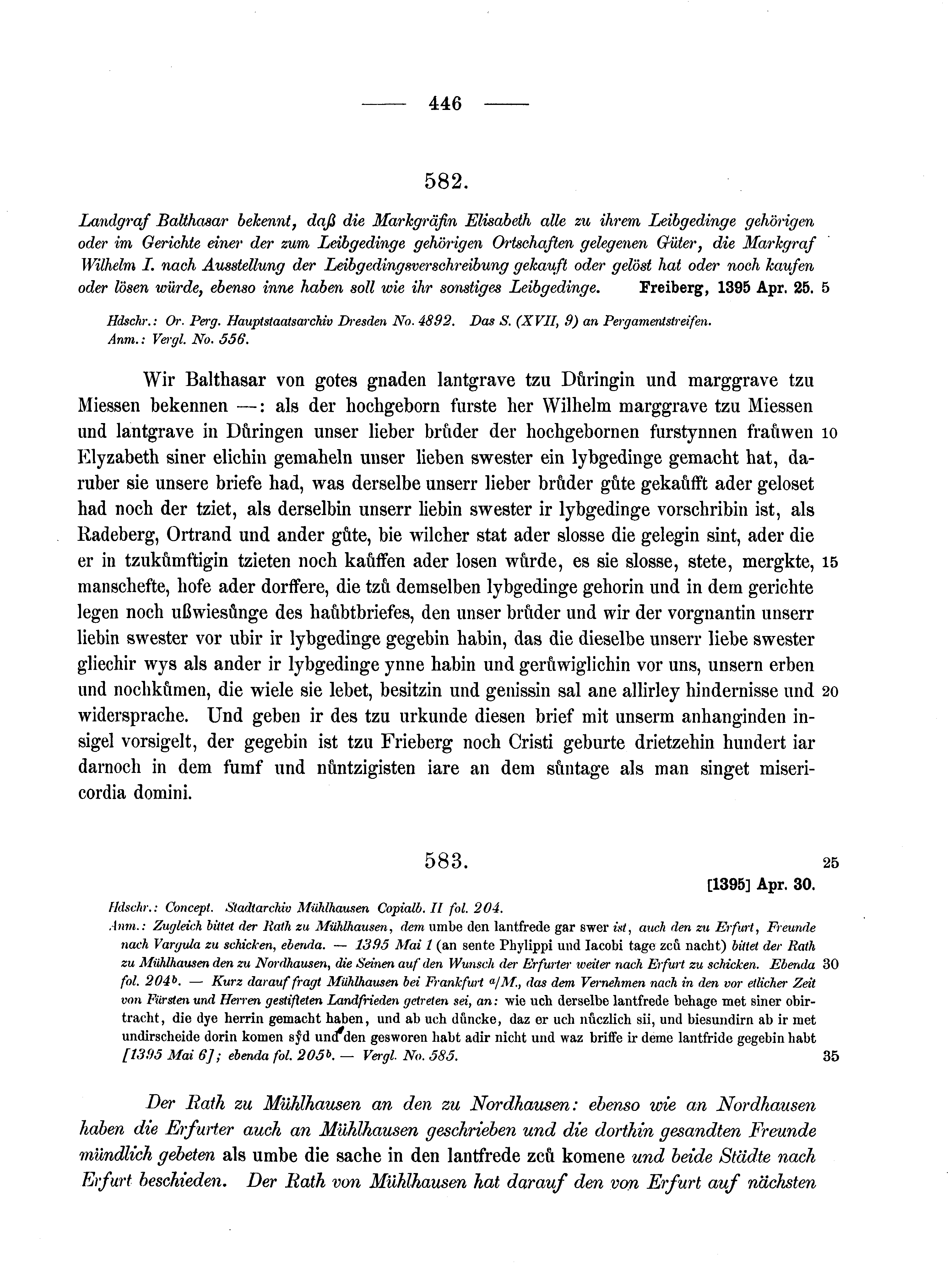 Historische Urkunde Seite 446 aus Band cds1b1