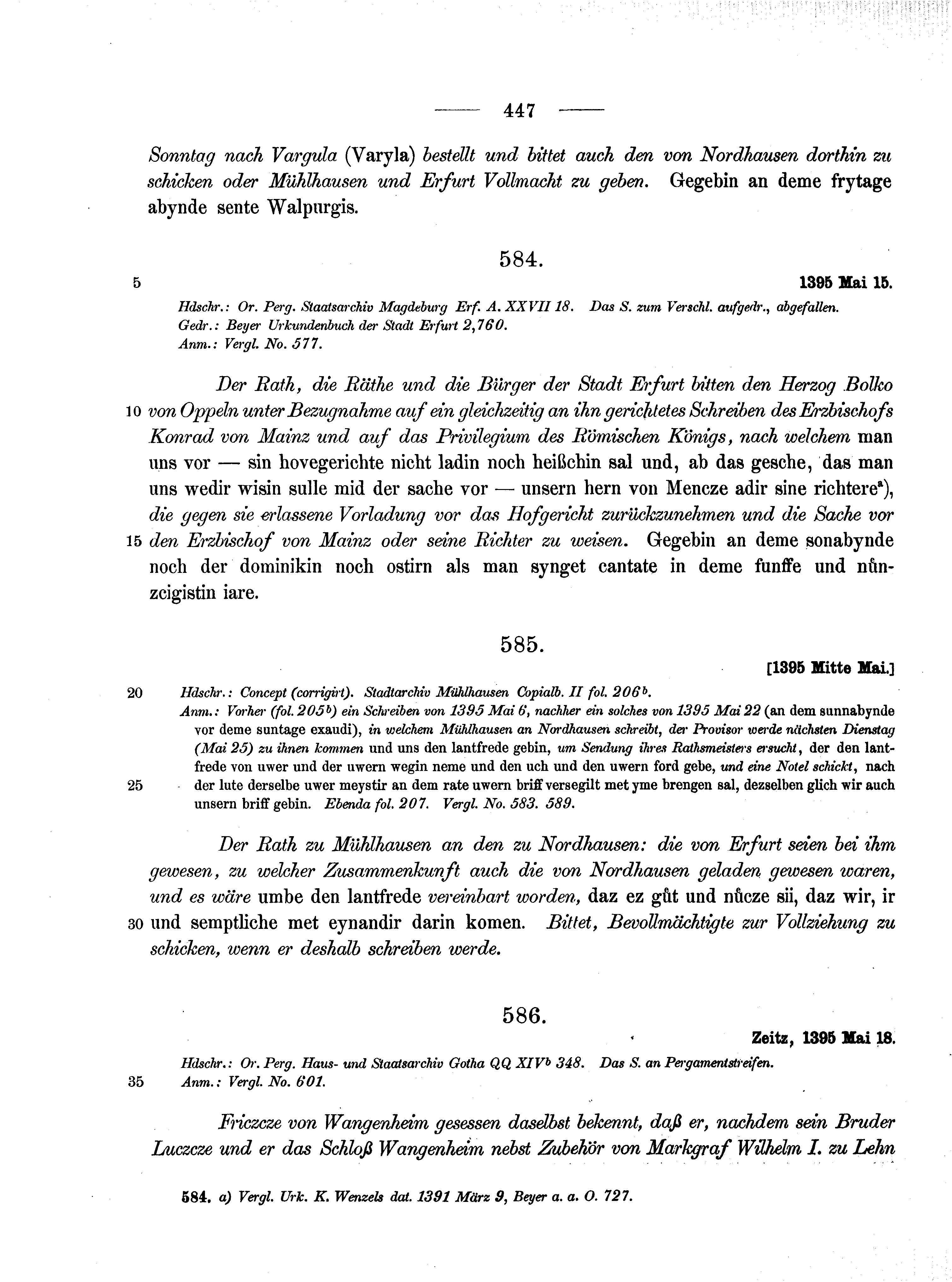 Historische Urkunde Seite 447 aus Band cds1b1