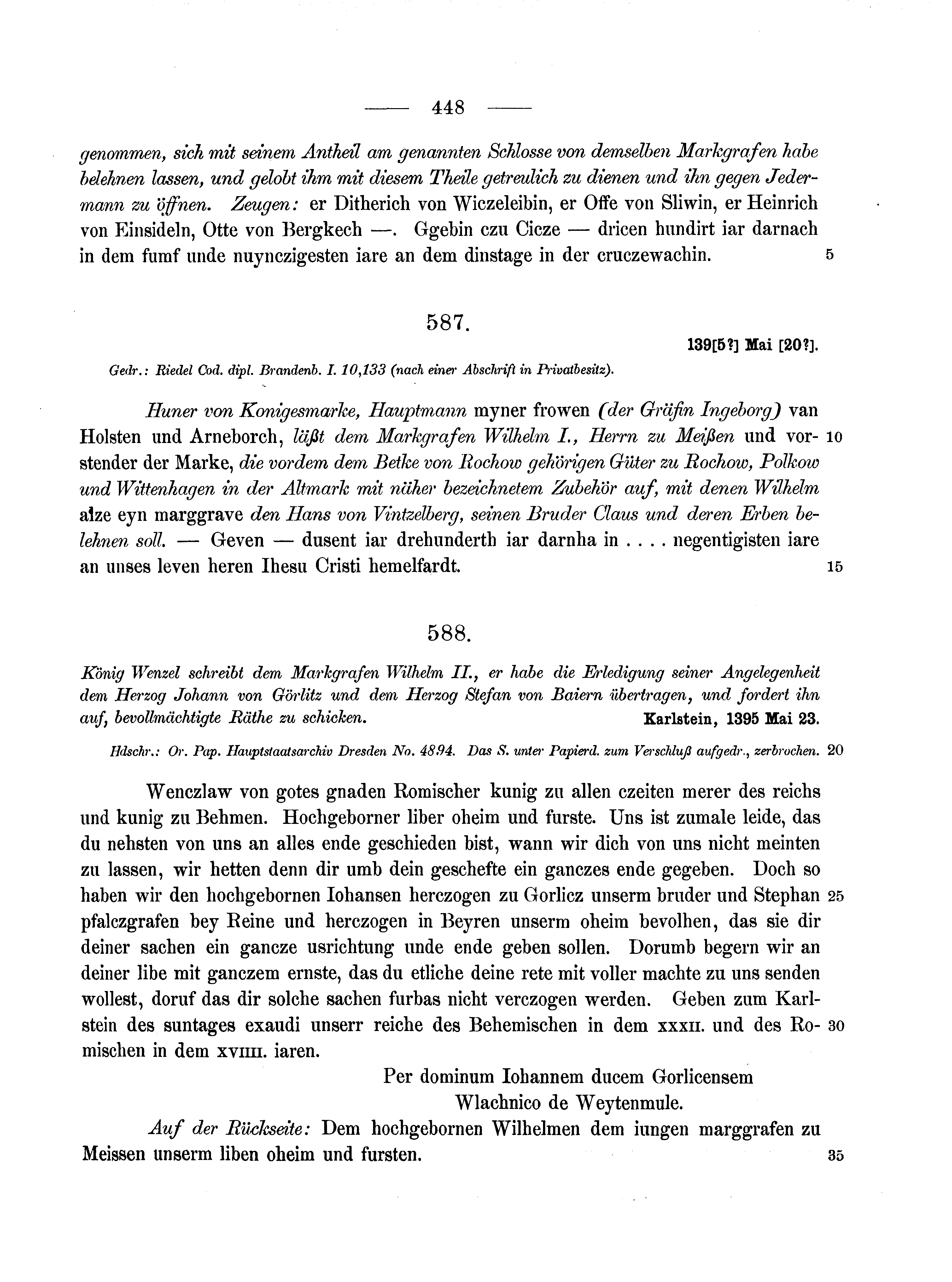Historische Urkunde Seite 448 aus Band cds1b1