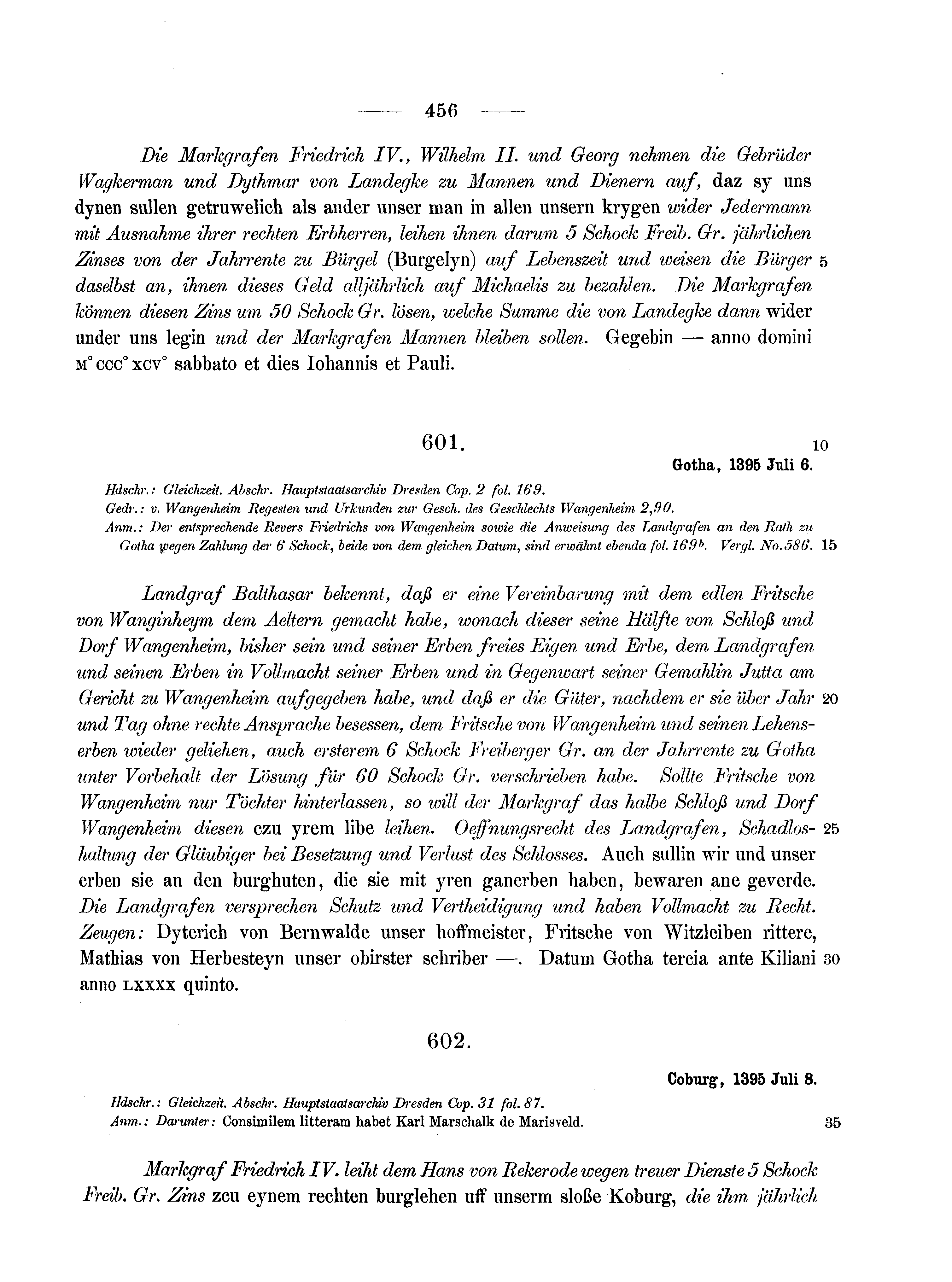Historische Urkunde Seite 456 aus Band cds1b1
