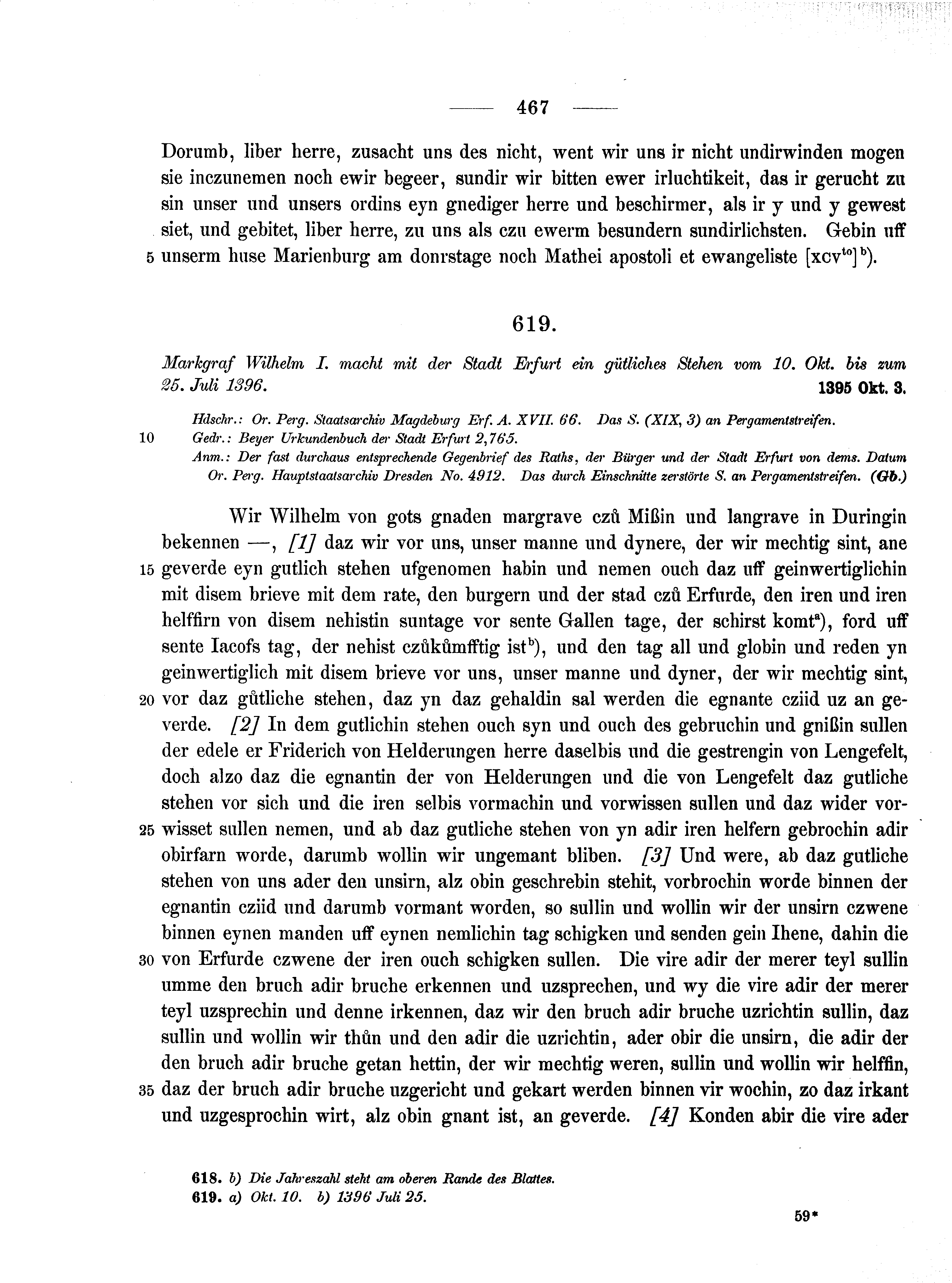 Historische Urkunde Seite 467 aus Band cds1b1