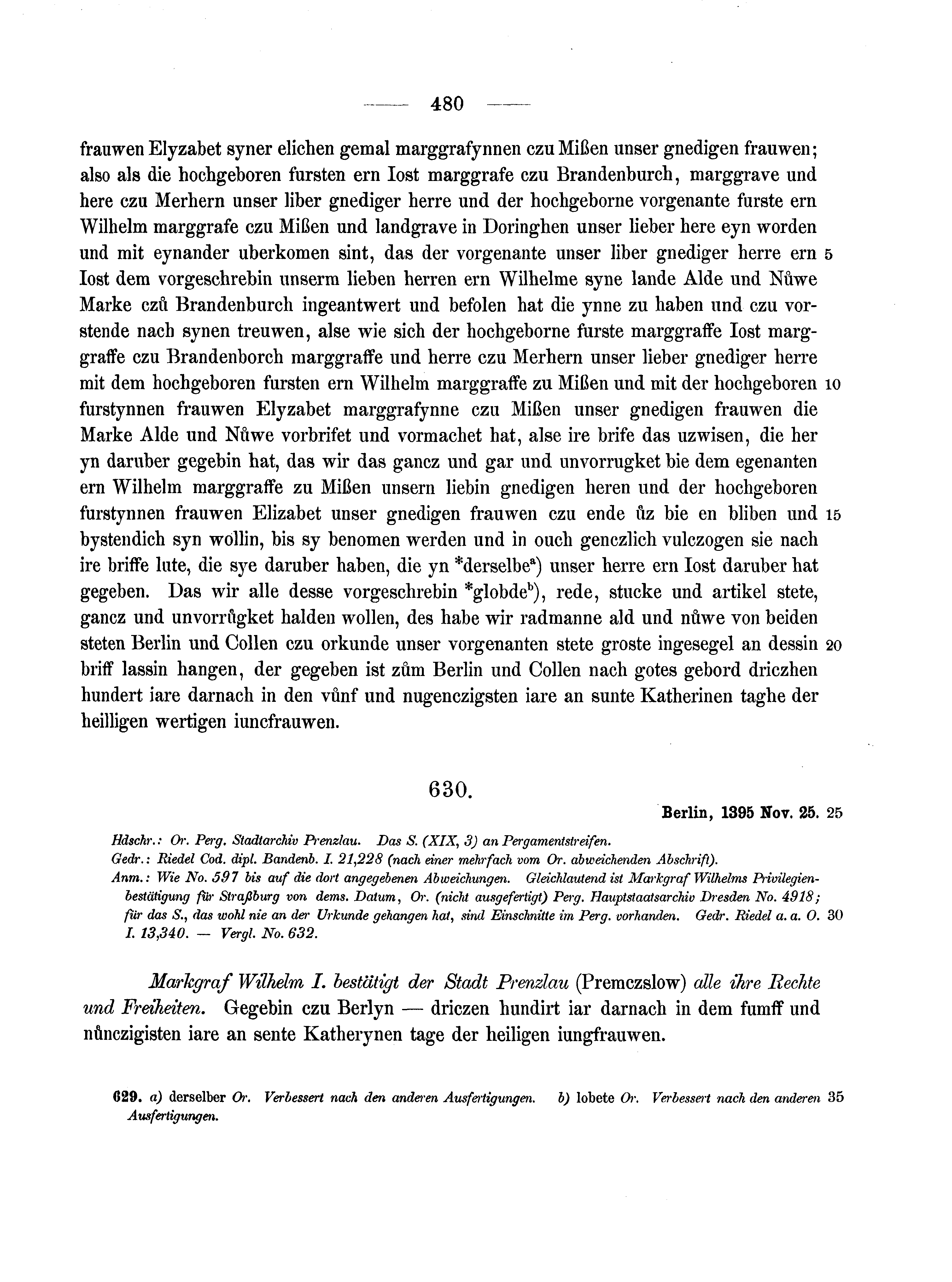 Historische Urkunde Seite 480 aus Band cds1b1
