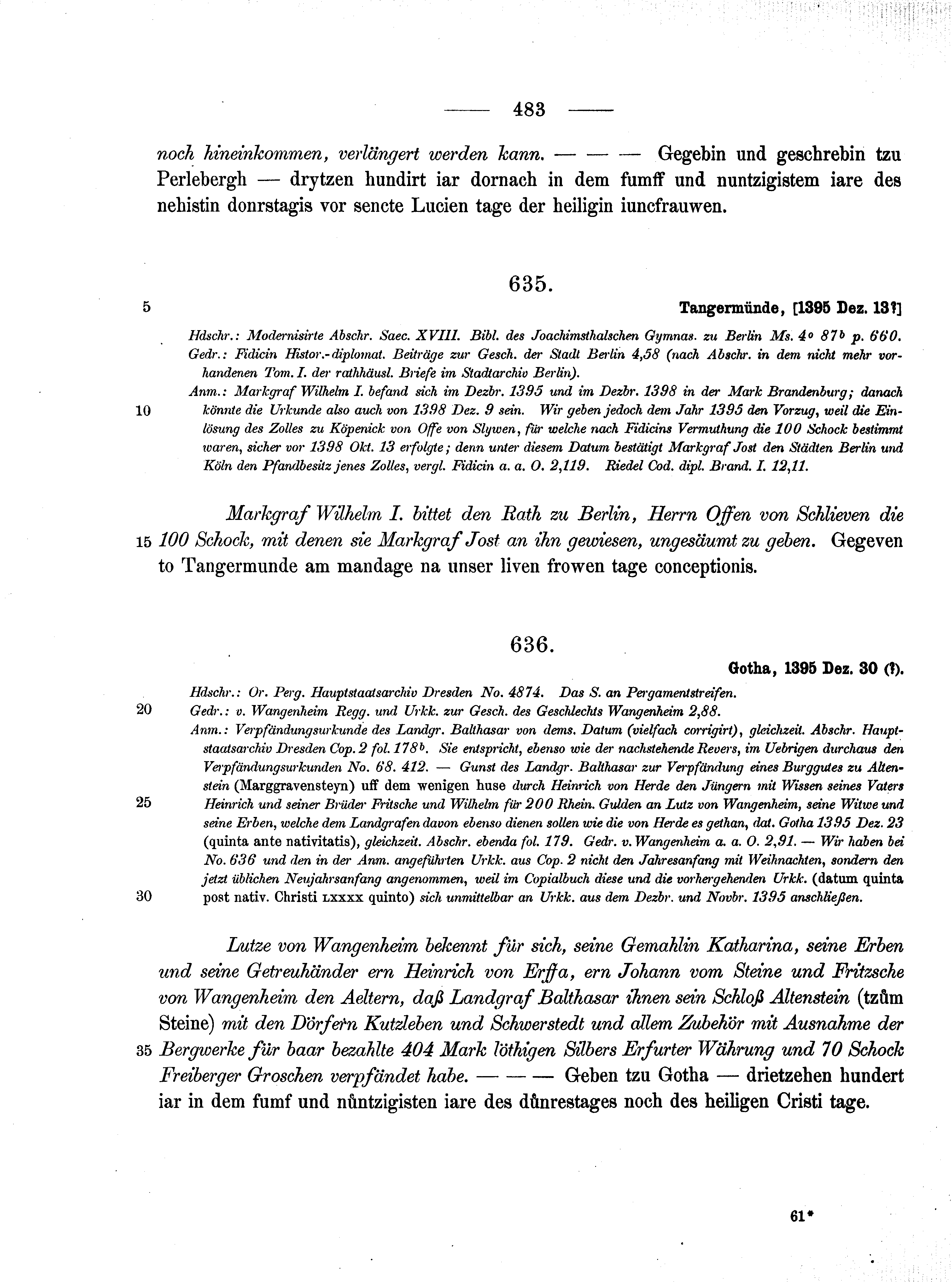 Historische Urkunde Seite 483 aus Band cds1b1