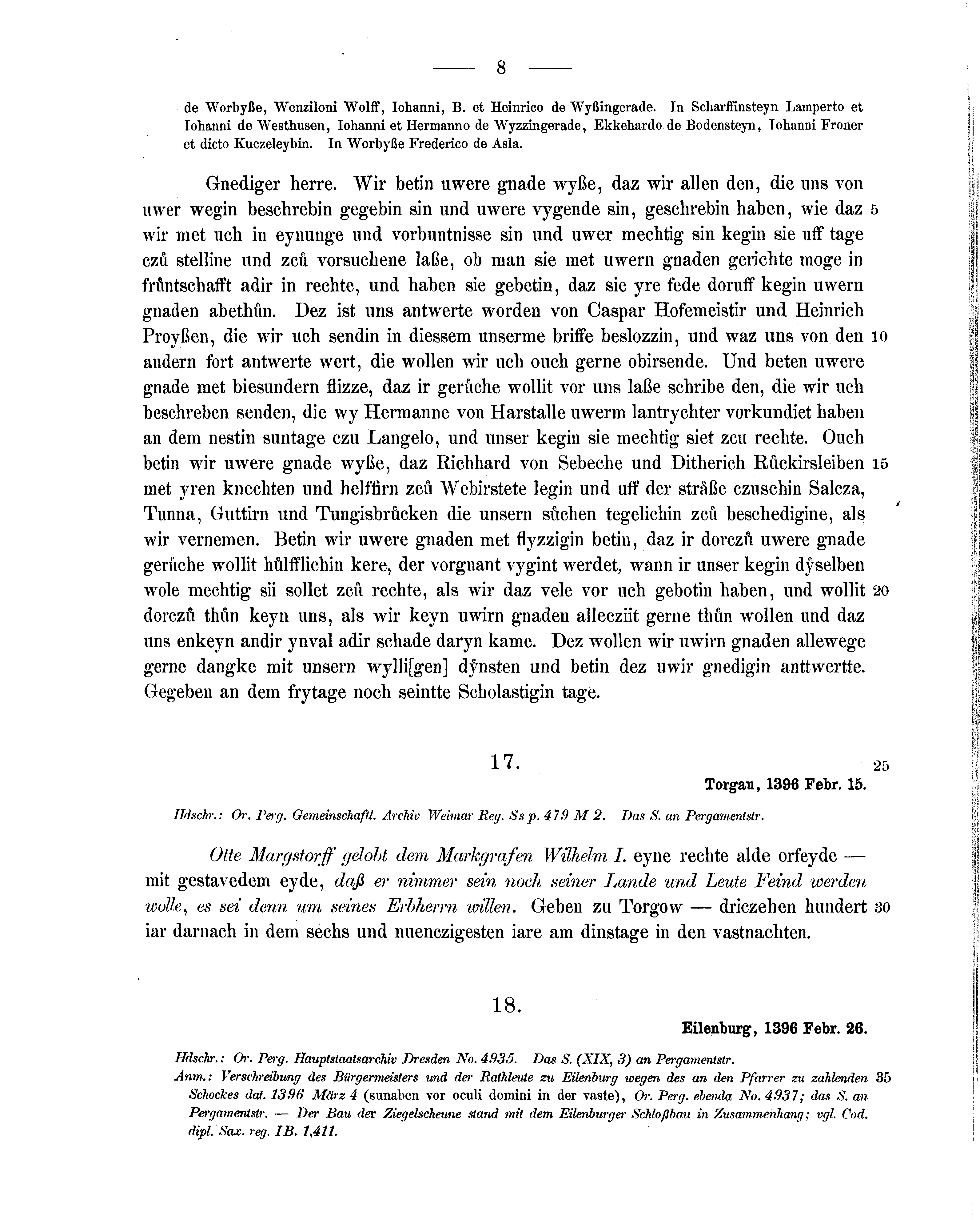 Historische Urkunde Seite 8 aus Band cds1b2
