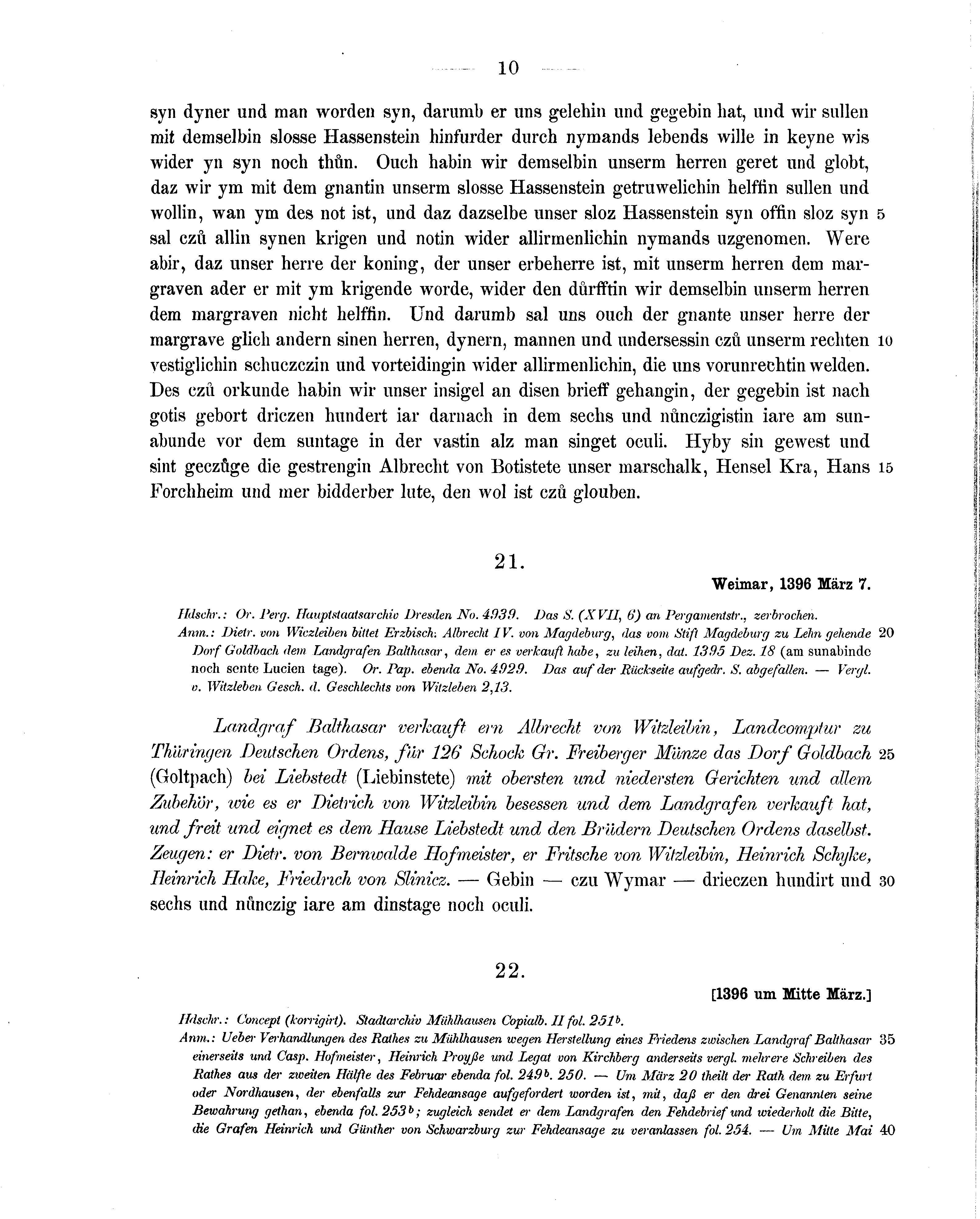 Historische Urkunde Seite 10 aus Band cds1b2