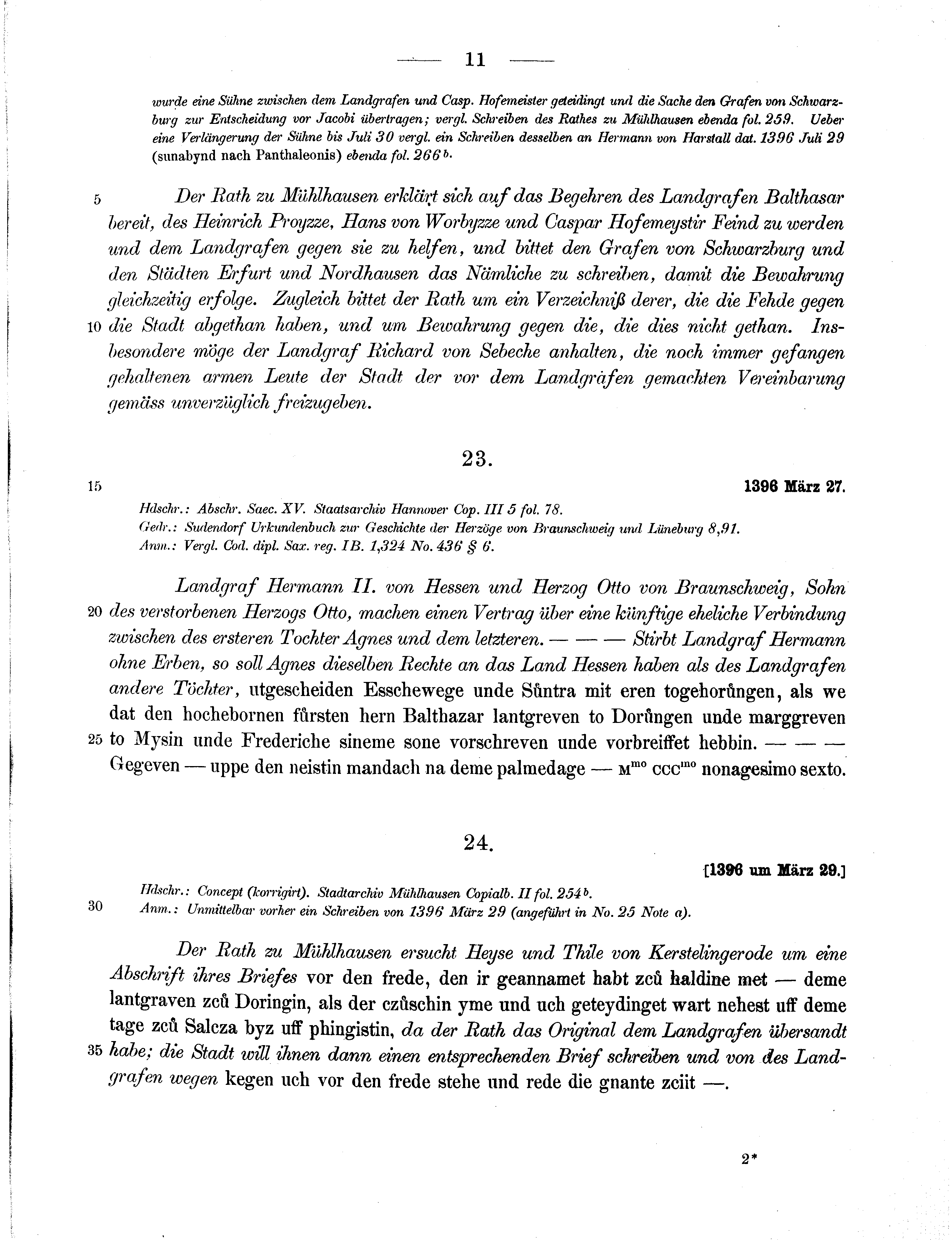 Historische Urkunde Seite 11 aus Band cds1b2