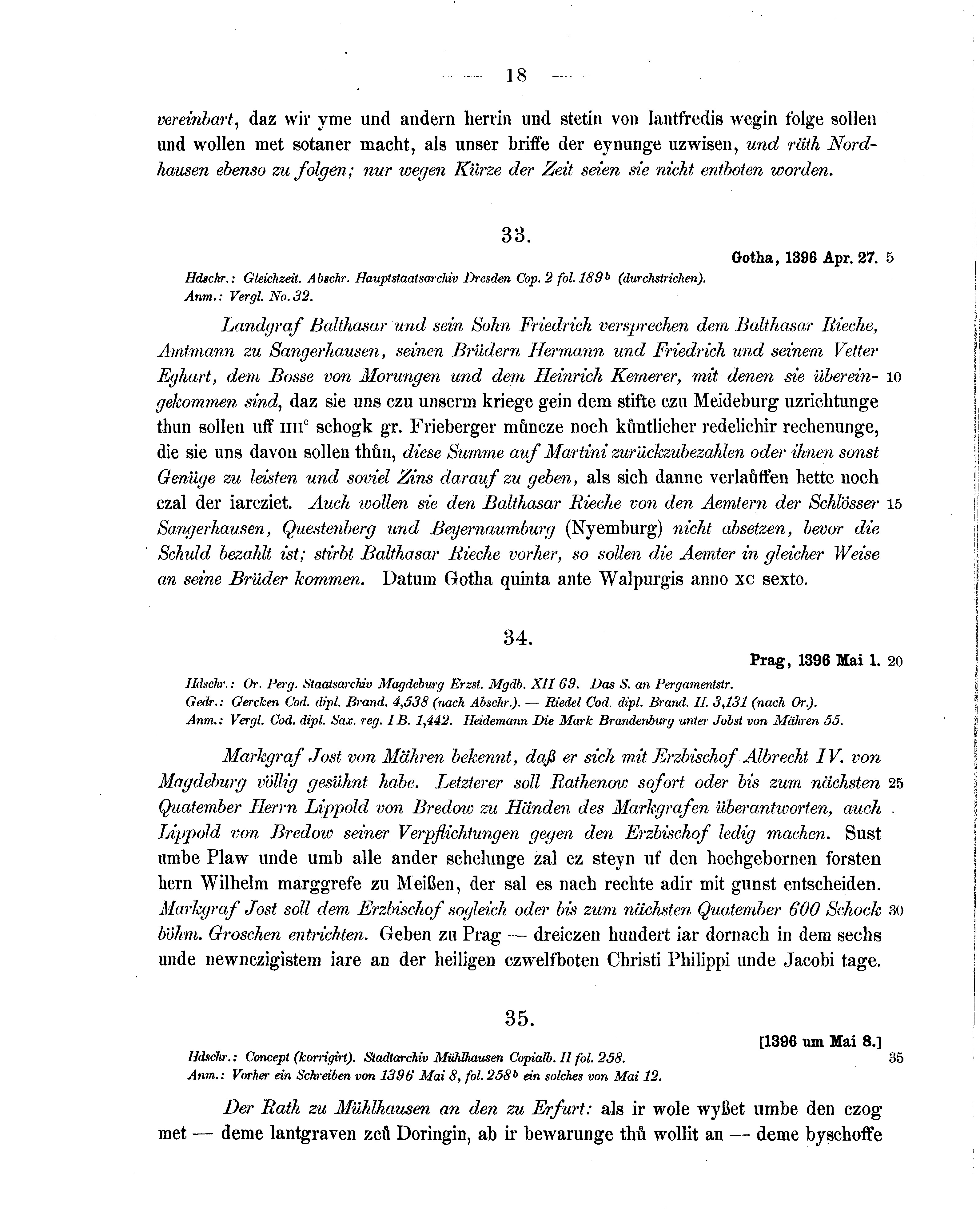 Historische Urkunde Seite 18 aus Band cds1b2
