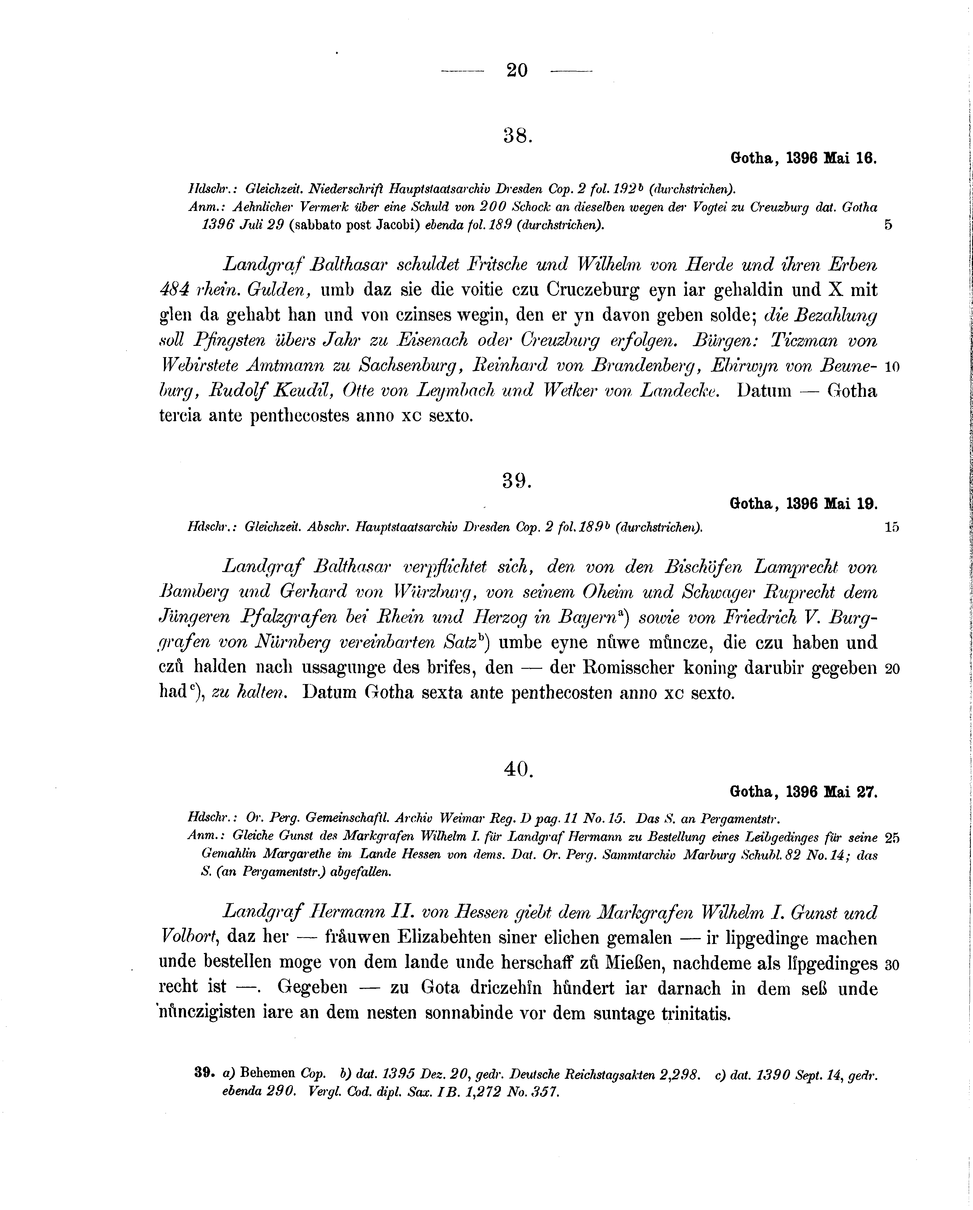 Historische Urkunde Seite 20 aus Band cds1b2