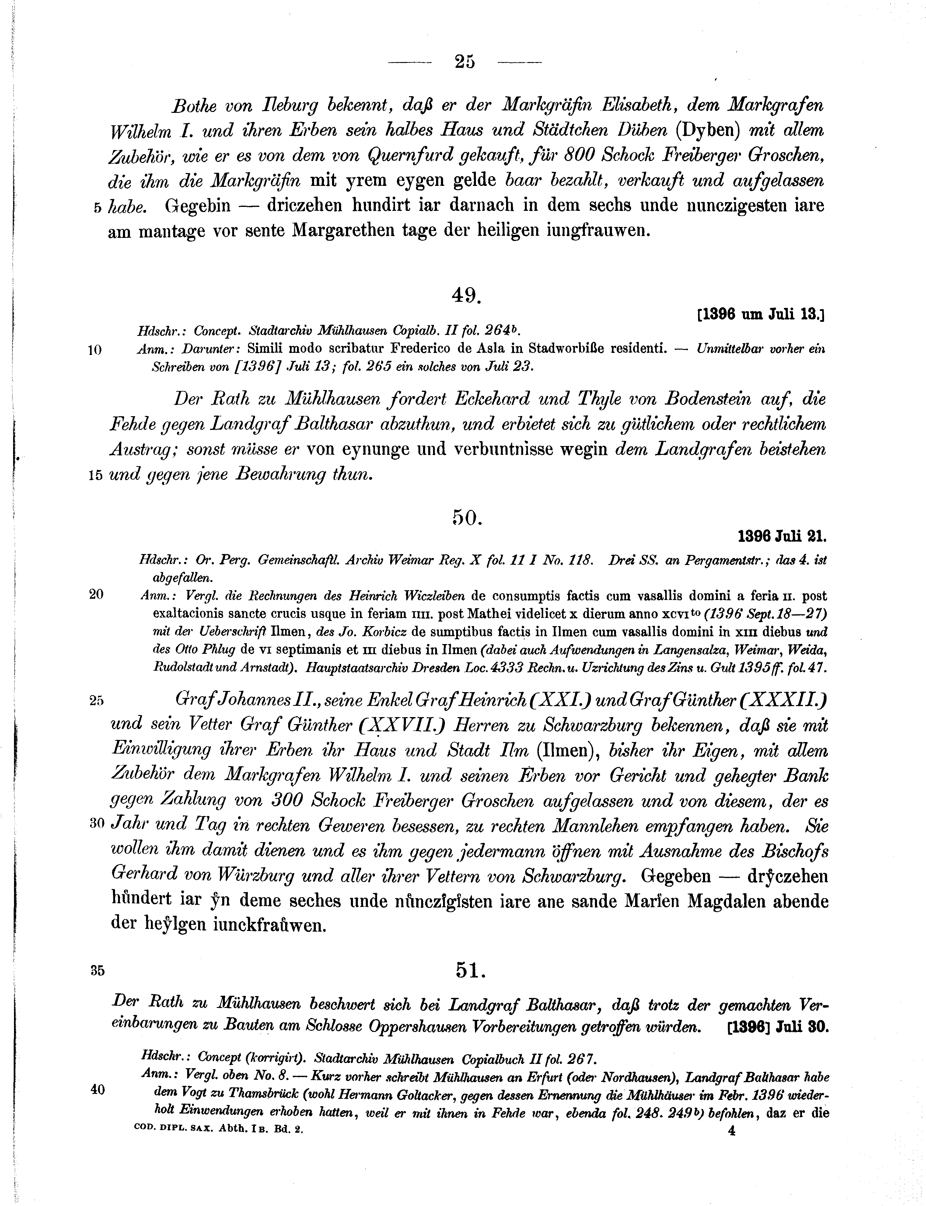 Historische Urkunde Seite 25 aus Band cds1b2