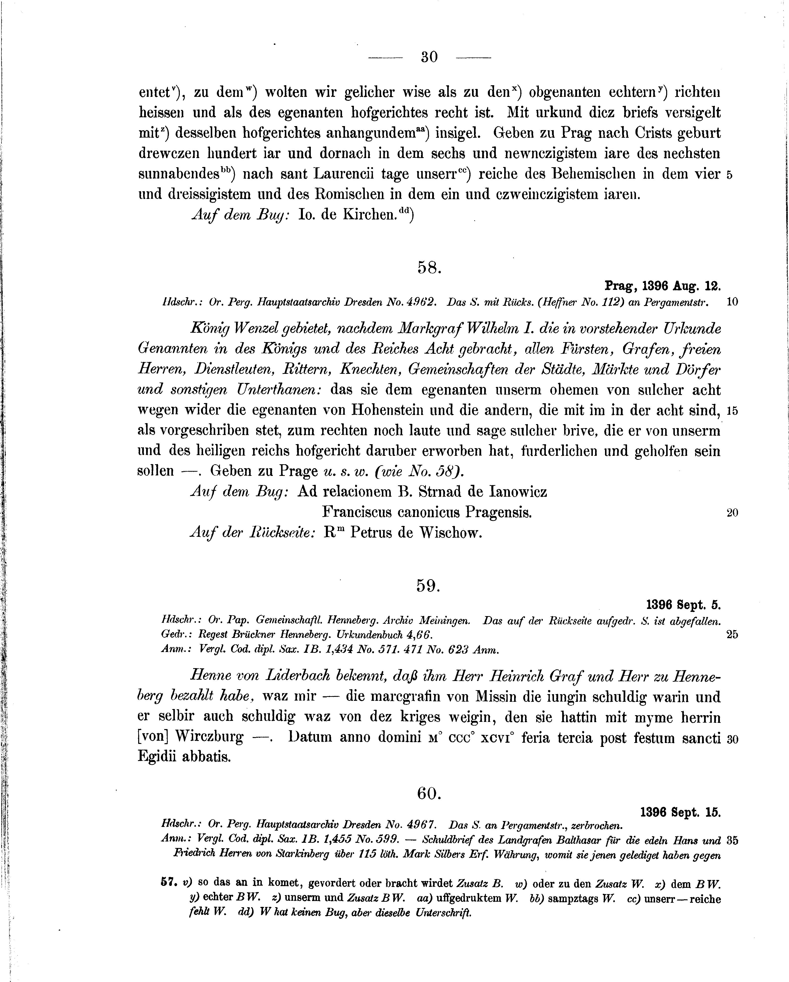 Historische Urkunde Seite 30 aus Band cds1b2