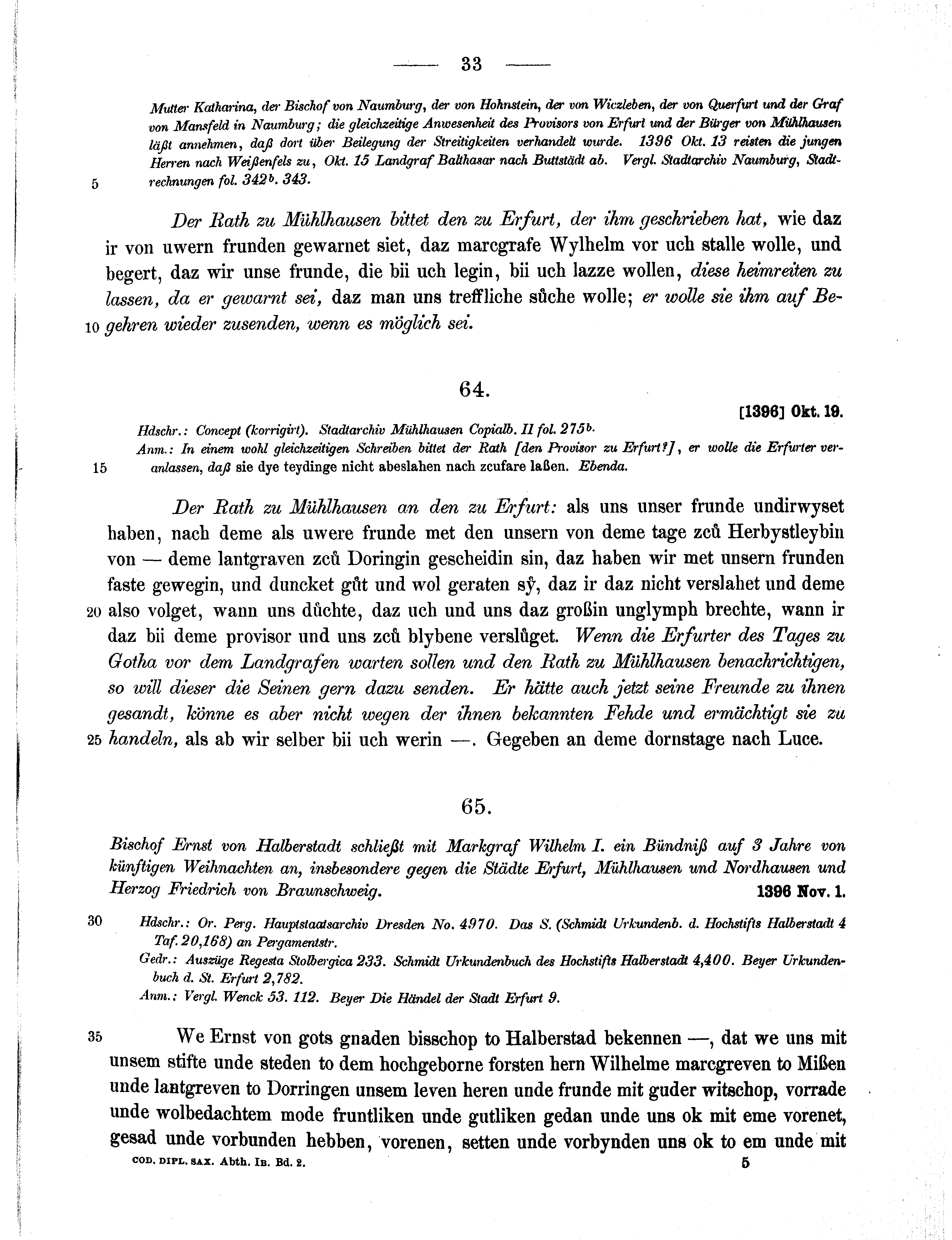 Historische Urkunde Seite 33 aus Band cds1b2