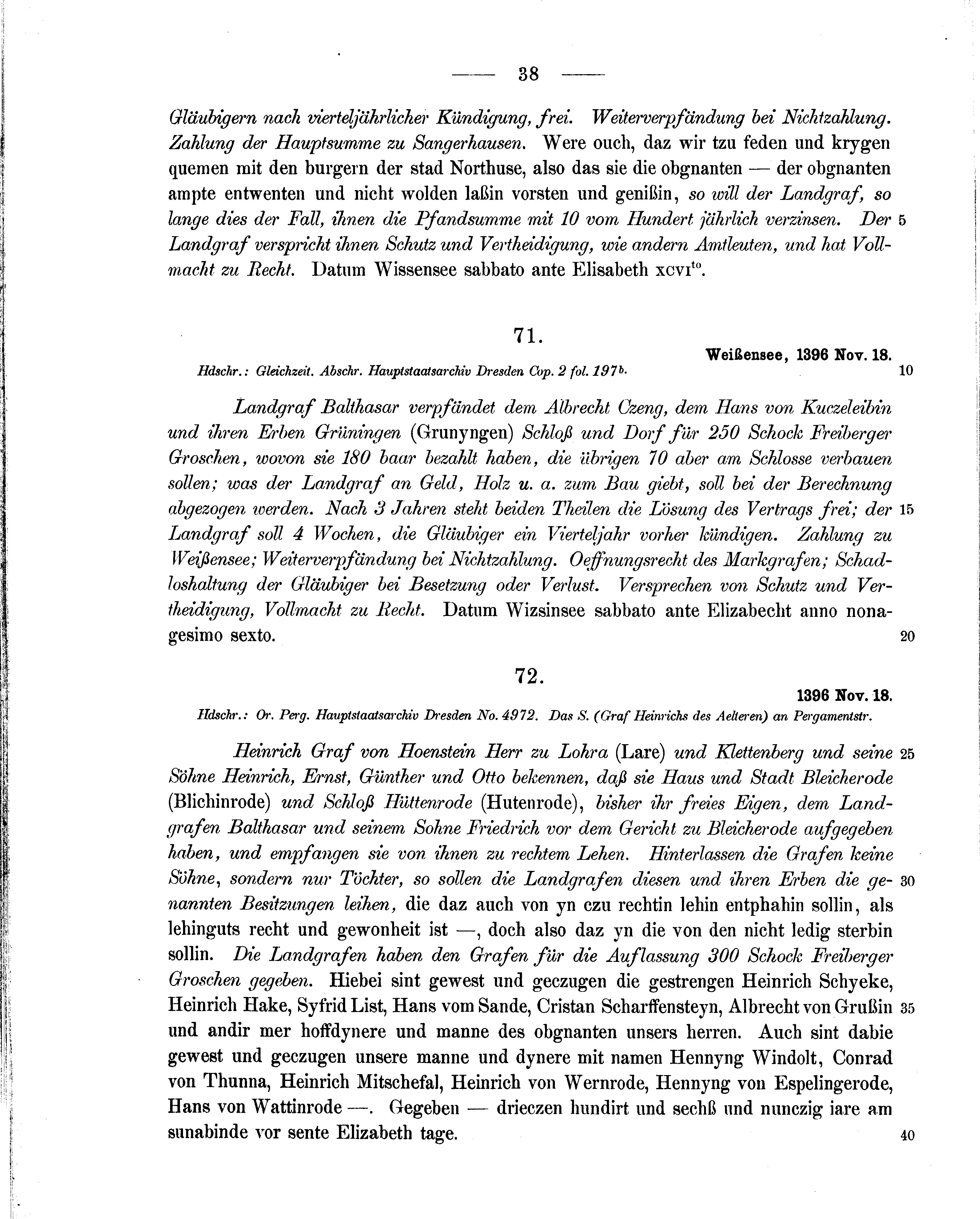 Historische Urkunde Seite 38 aus Band cds1b2