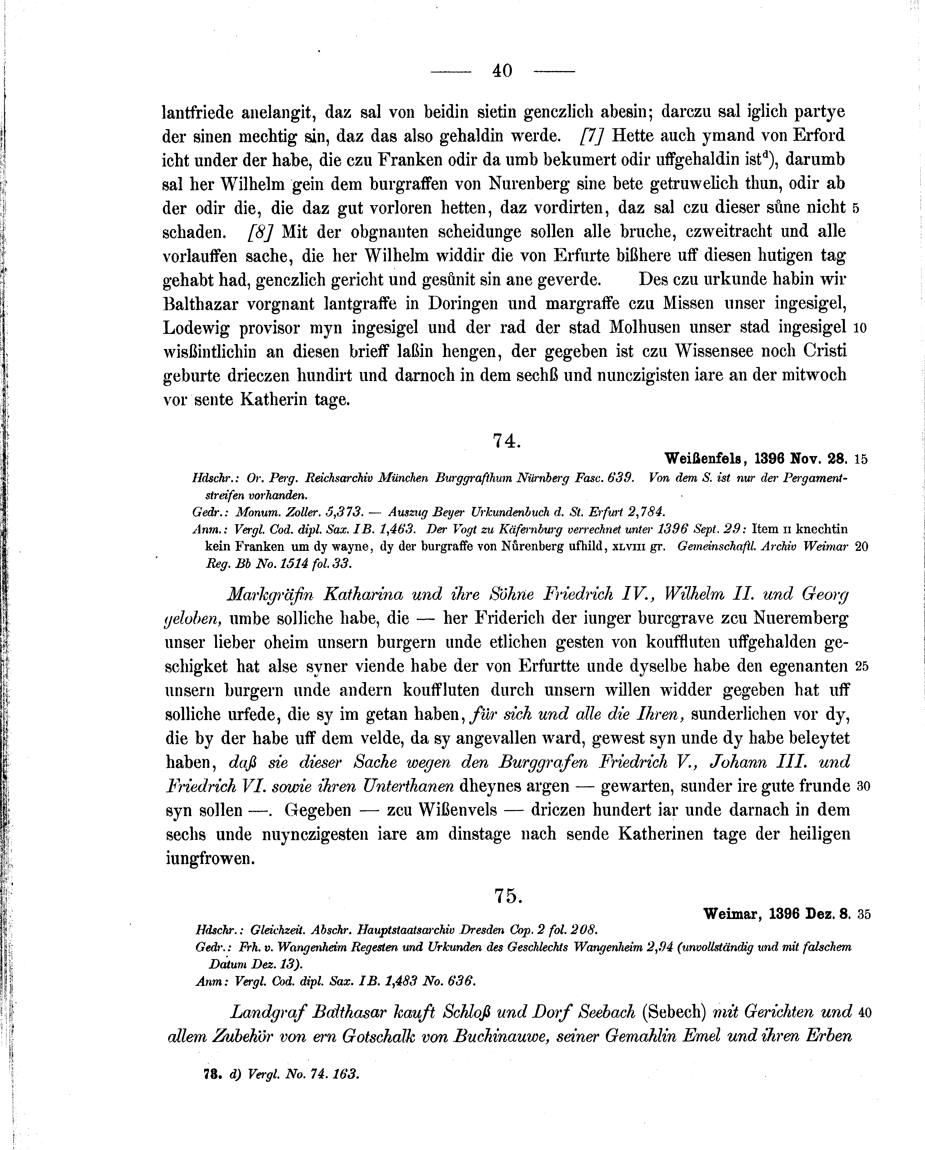 Historische Urkunde Seite 40 aus Band cds1b2