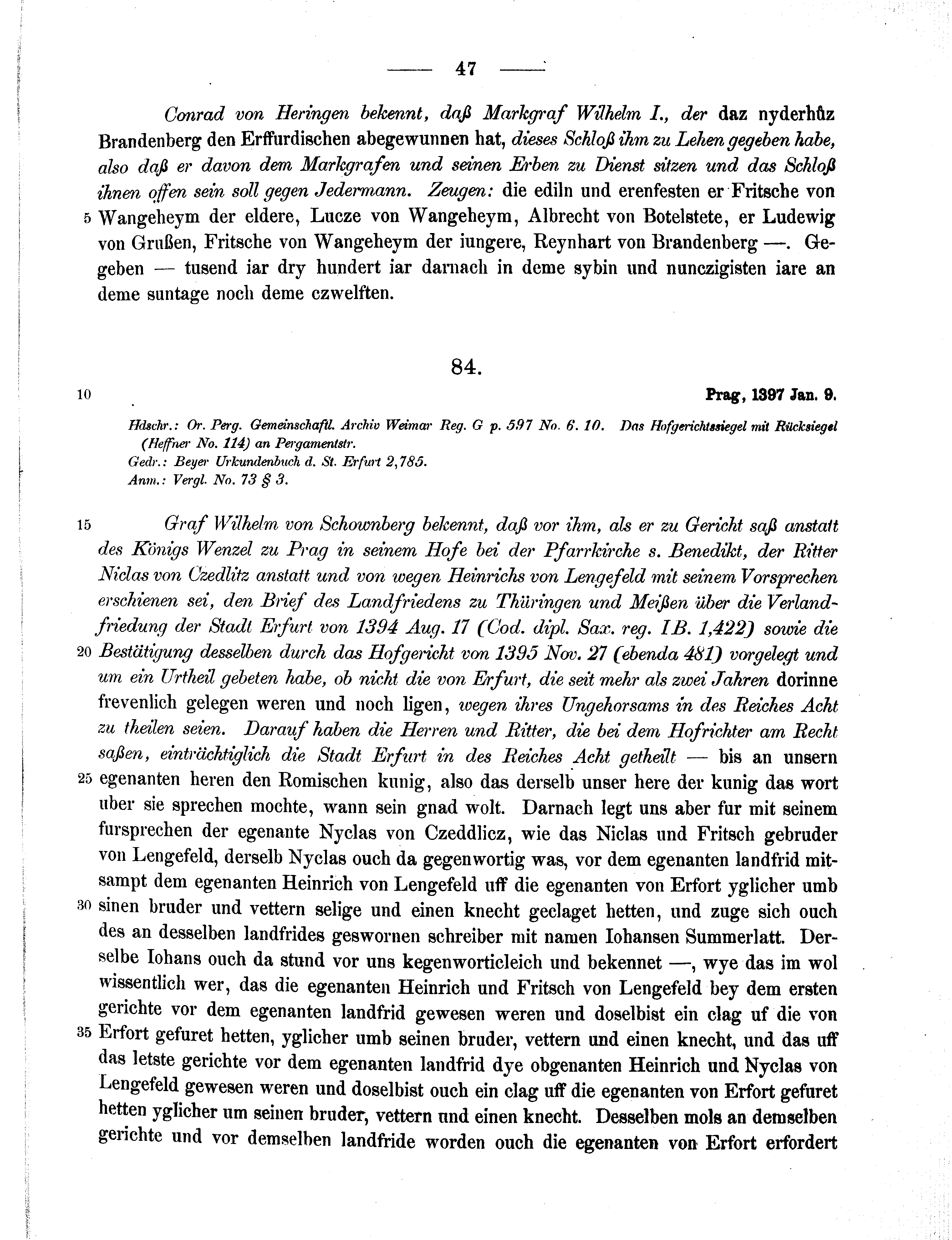 Historische Urkunde Seite 47 aus Band cds1b2