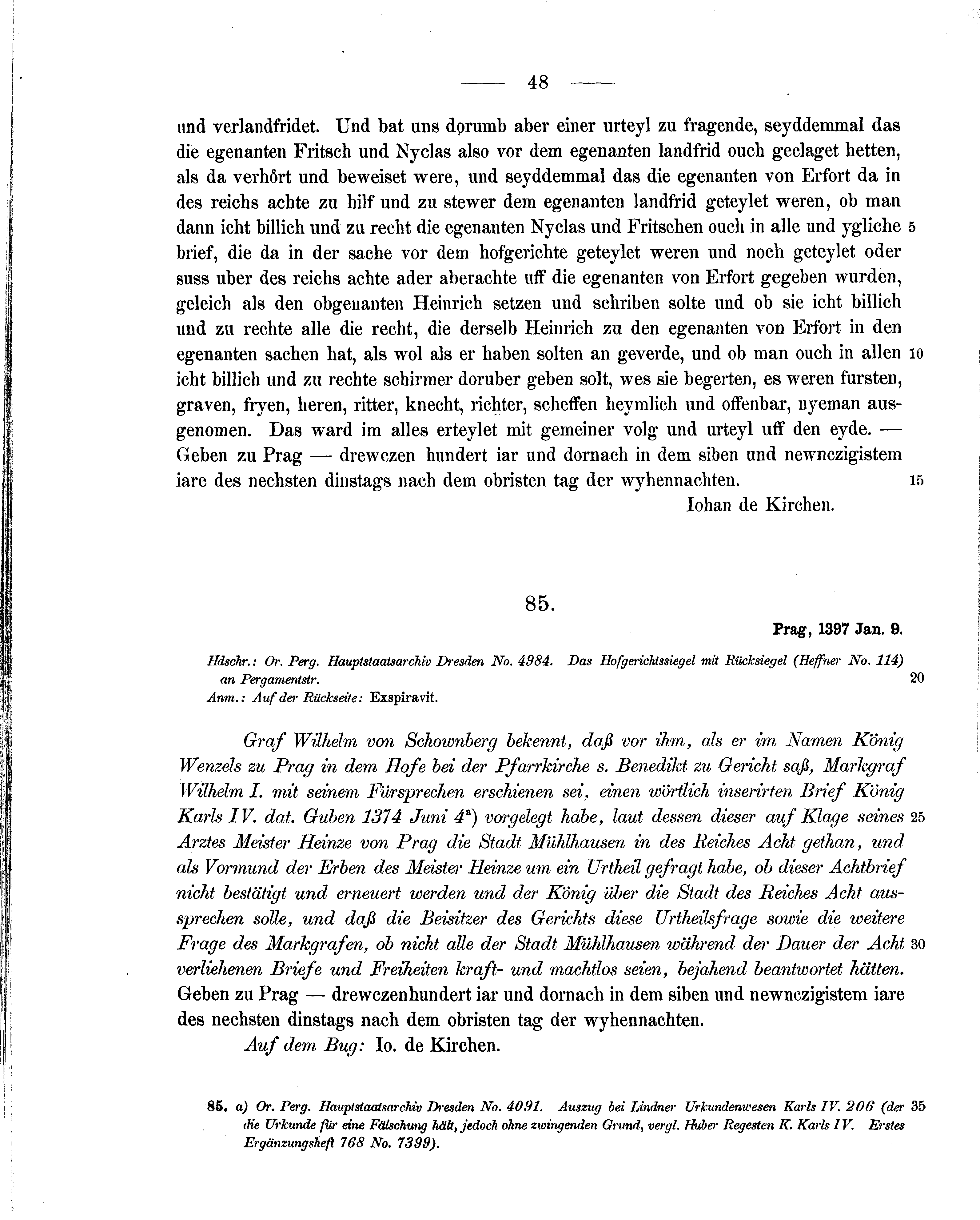 Historische Urkunde Seite 48 aus Band cds1b2