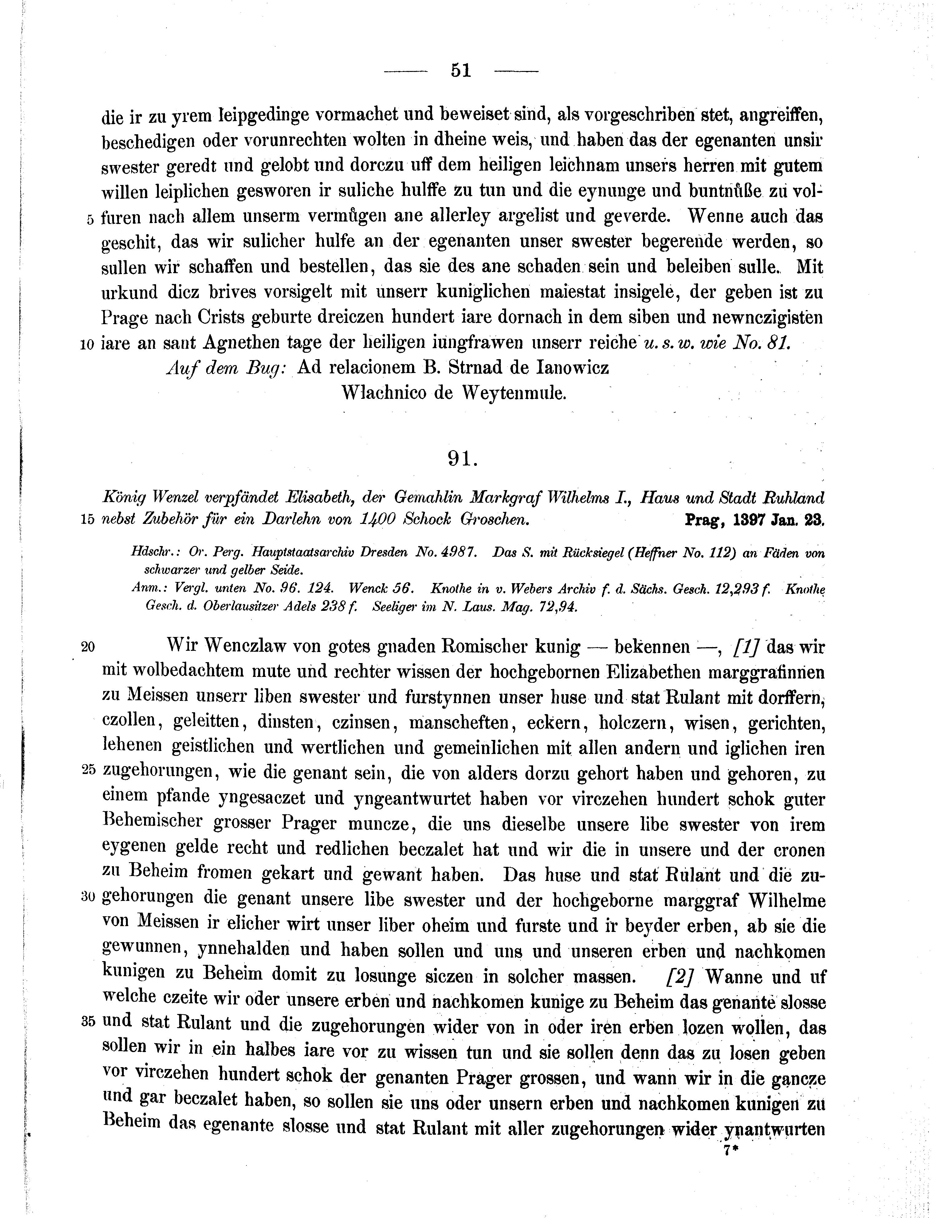Historische Urkunde Seite 51 aus Band cds1b2