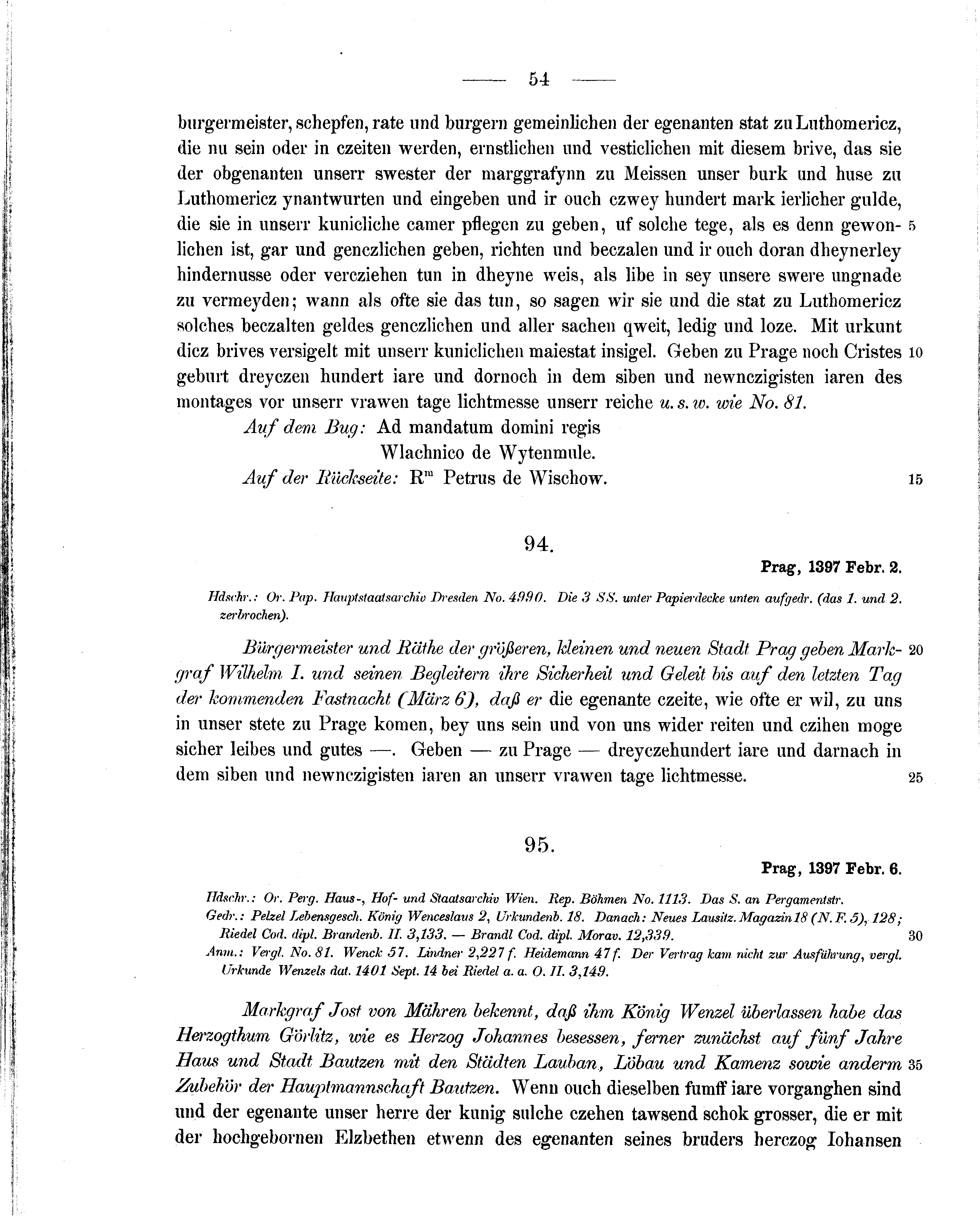 Historische Urkunde Seite 54 aus Band cds1b2