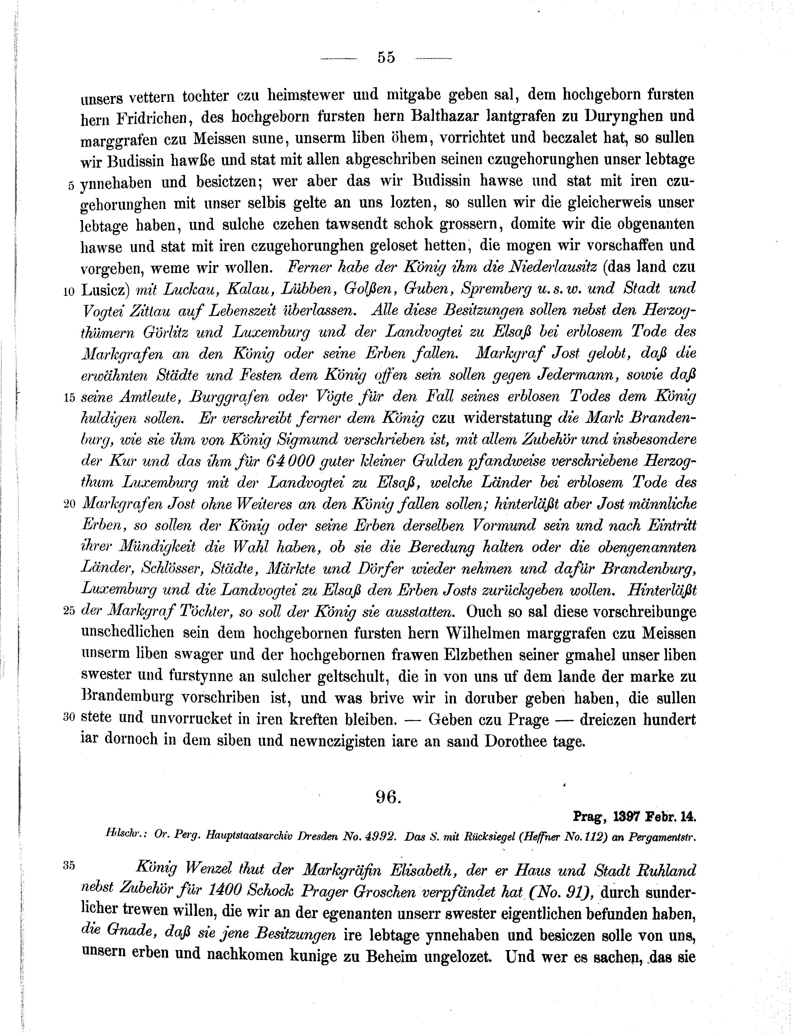 Historische Urkunde Seite 55 aus Band cds1b2