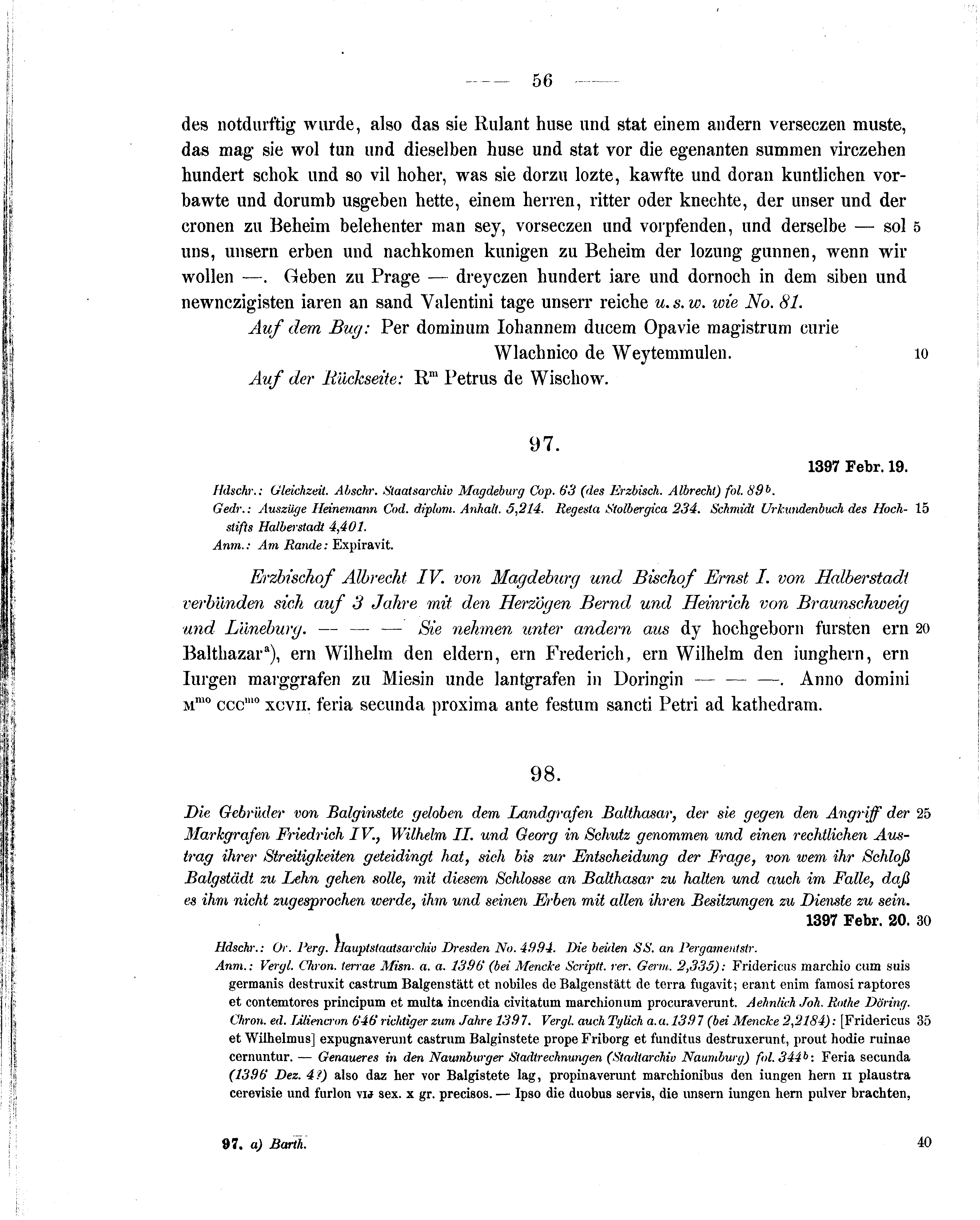 Historische Urkunde Seite 56 aus Band cds1b2