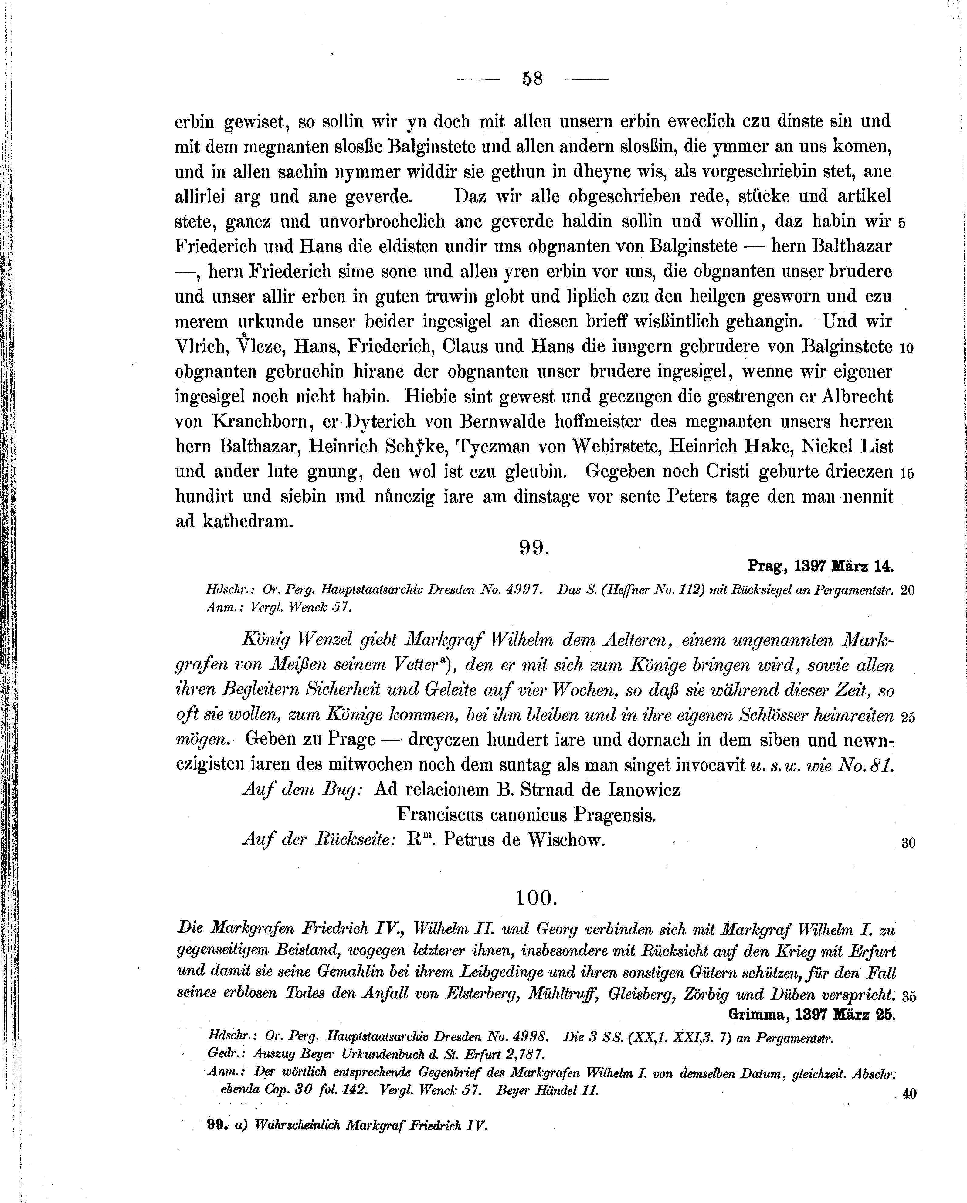Historische Urkunde Seite 58 aus Band cds1b2