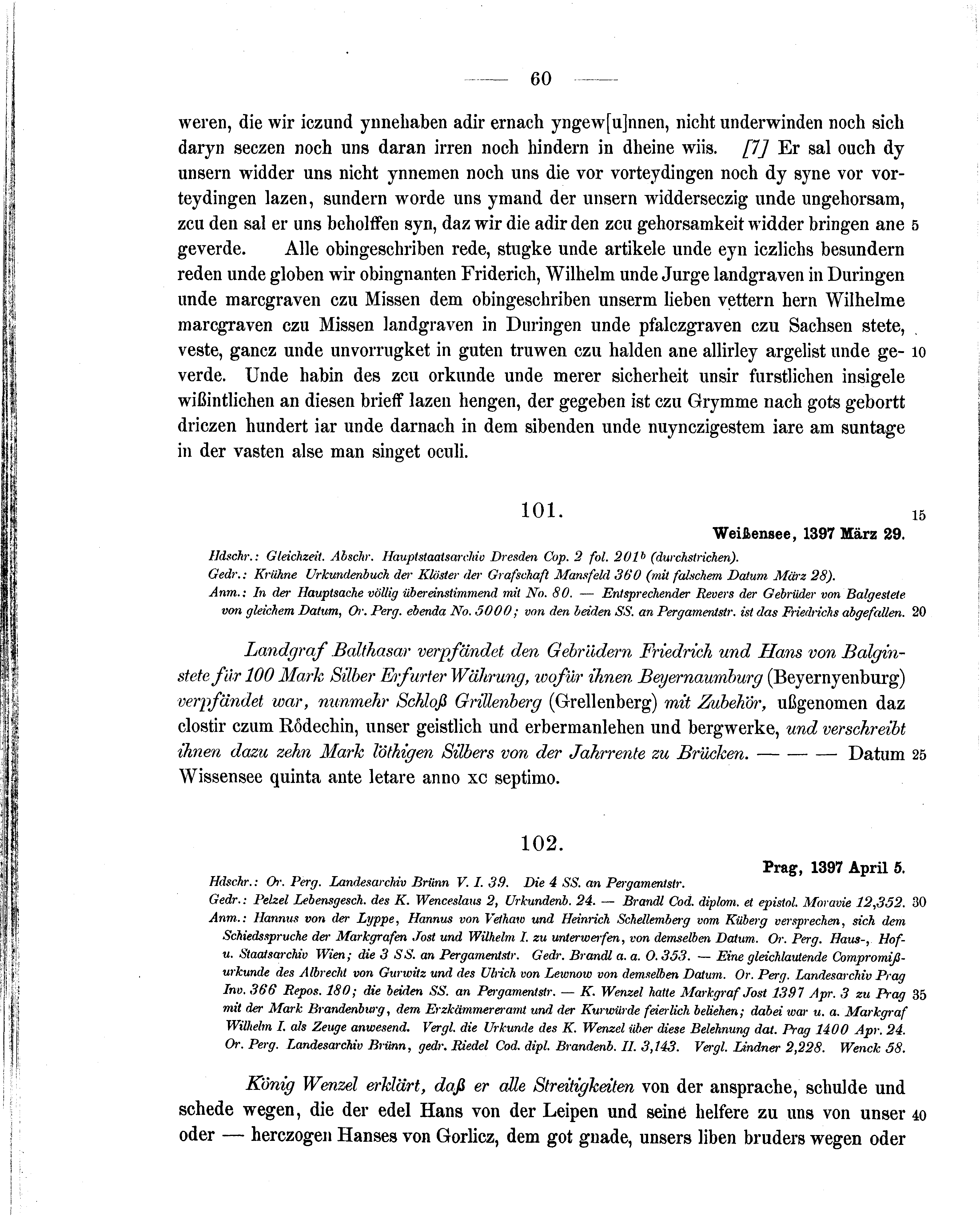 Historische Urkunde Seite 60 aus Band cds1b2