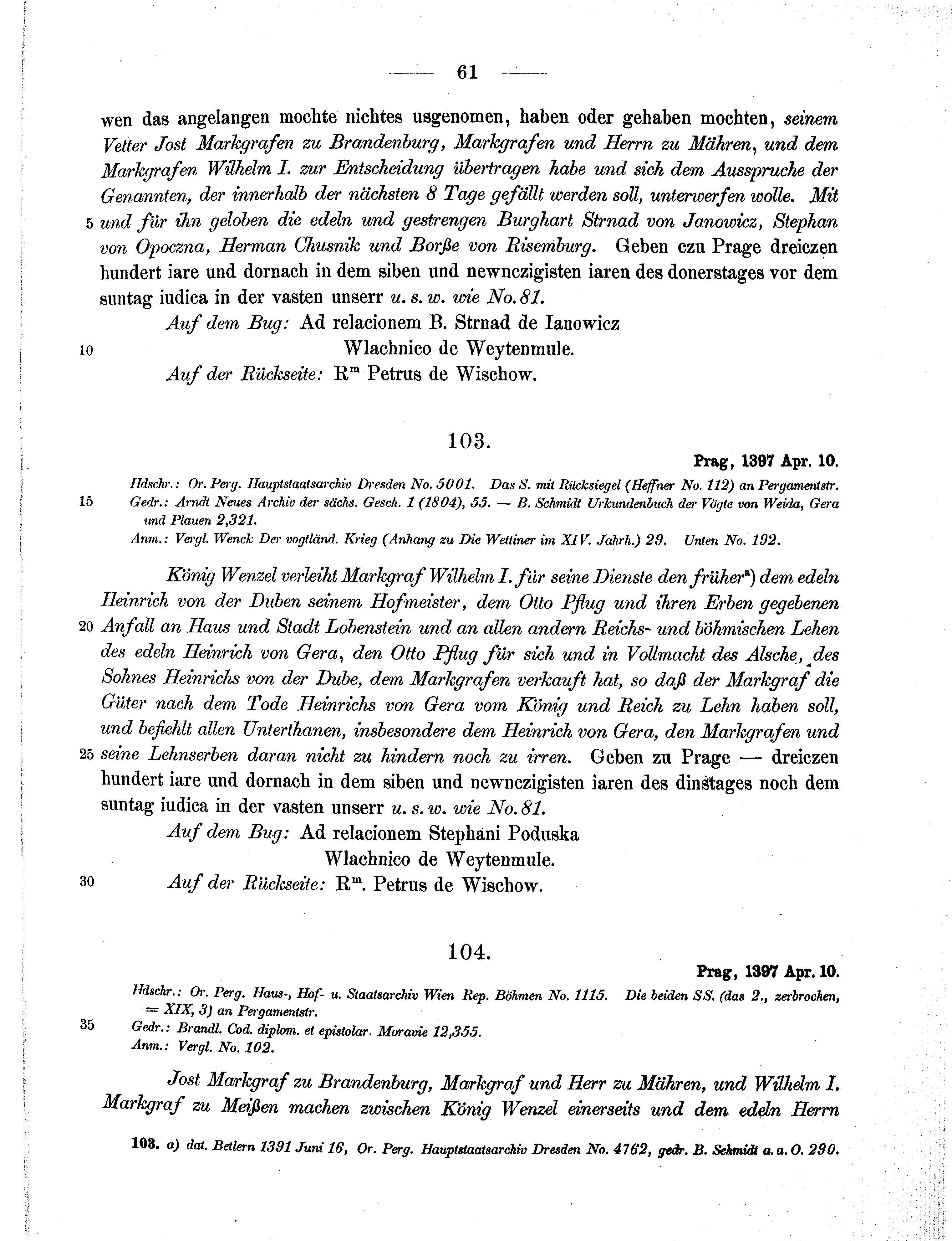 Historische Urkunde Seite 61 aus Band cds1b2