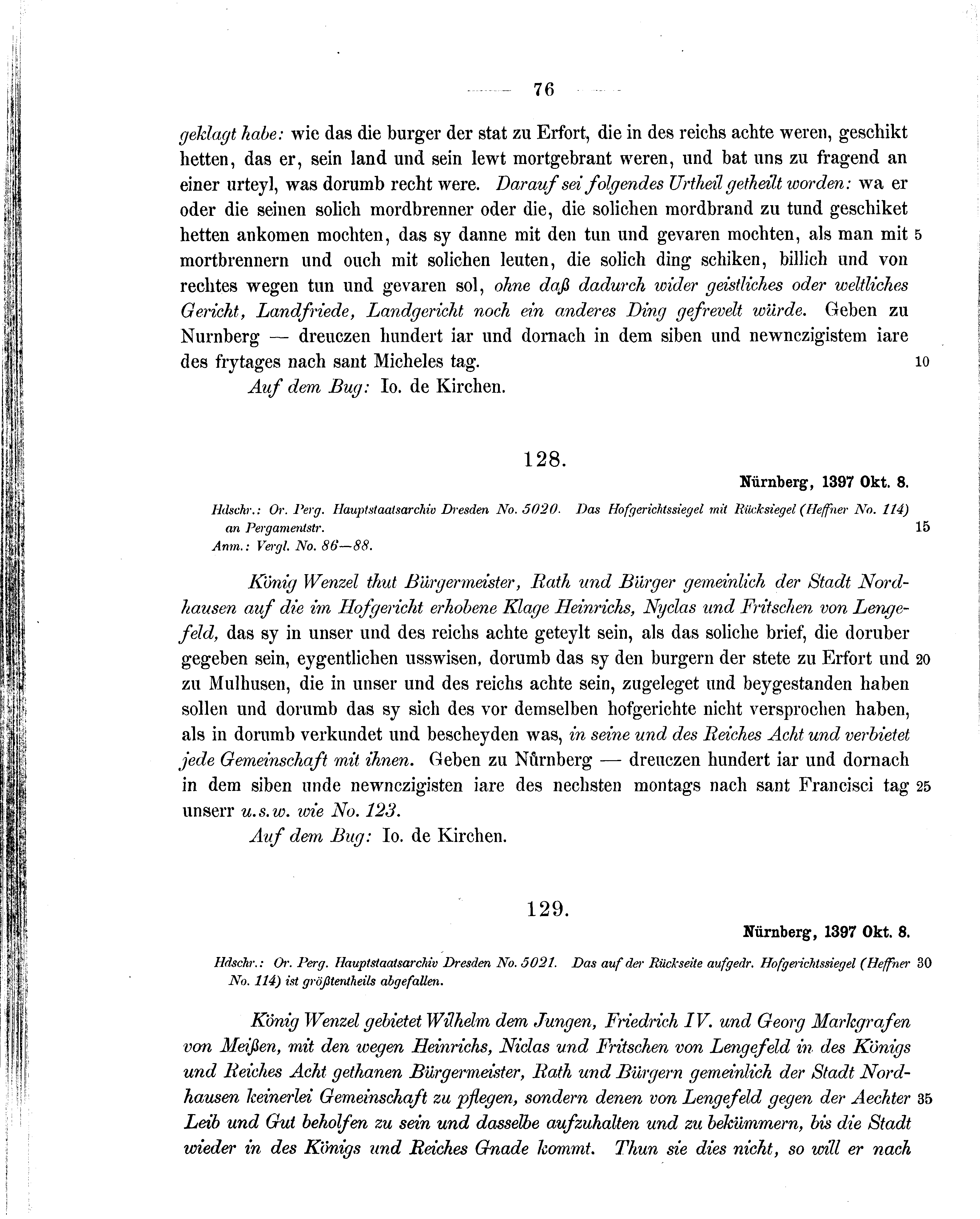 Historische Urkunde Seite 76 aus Band cds1b2