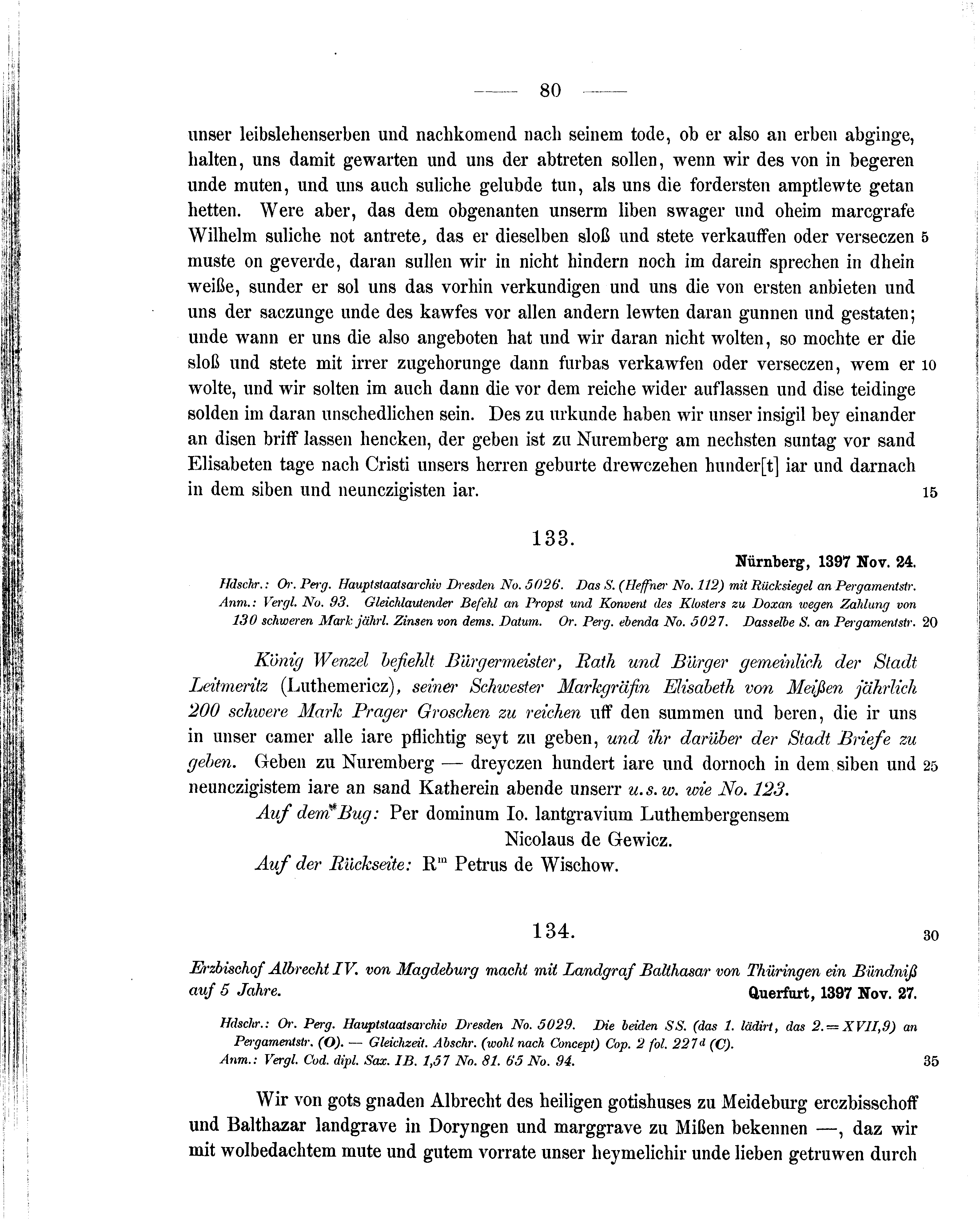 Historische Urkunde Seite 80 aus Band cds1b2