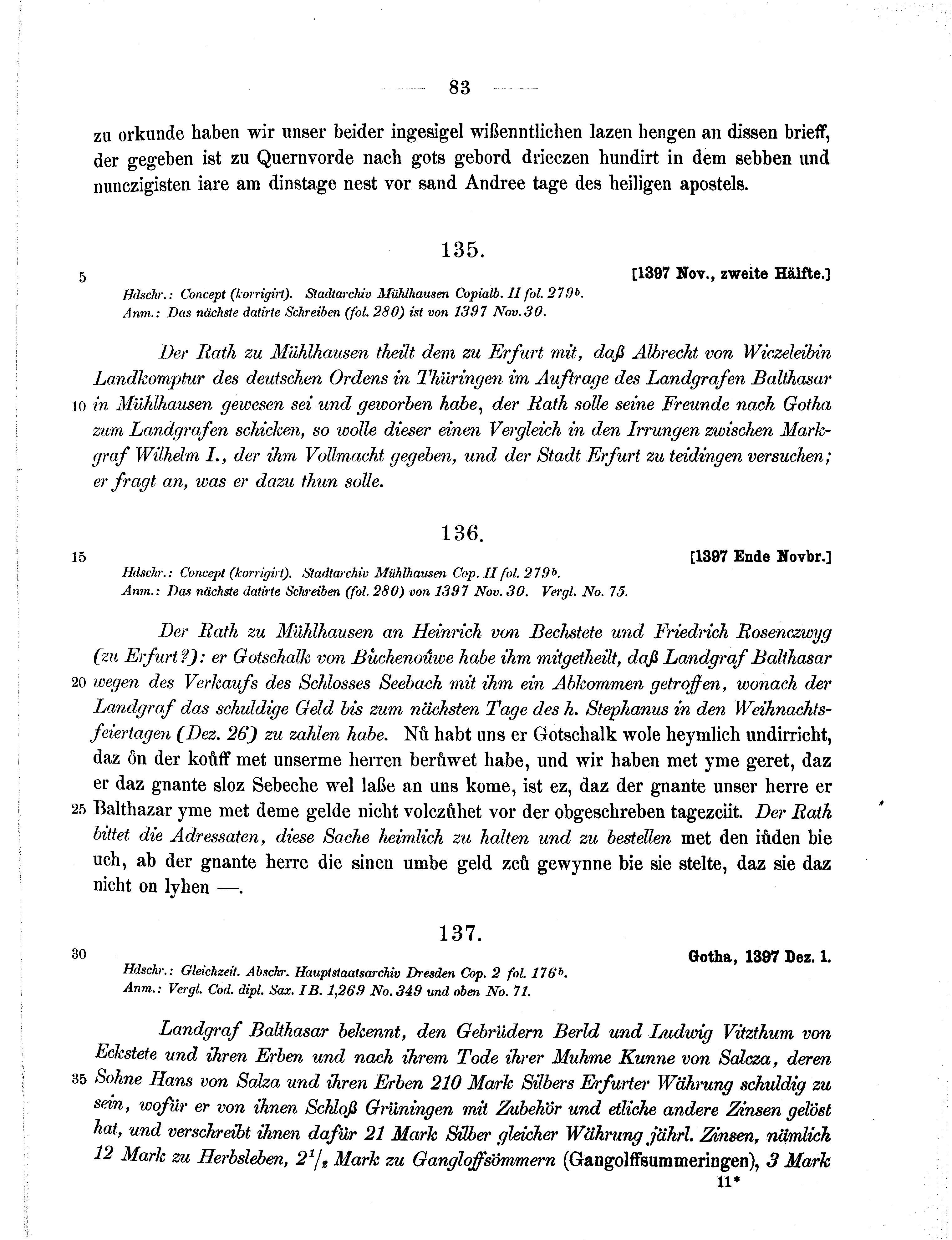 Historische Urkunde Seite 83 aus Band cds1b2