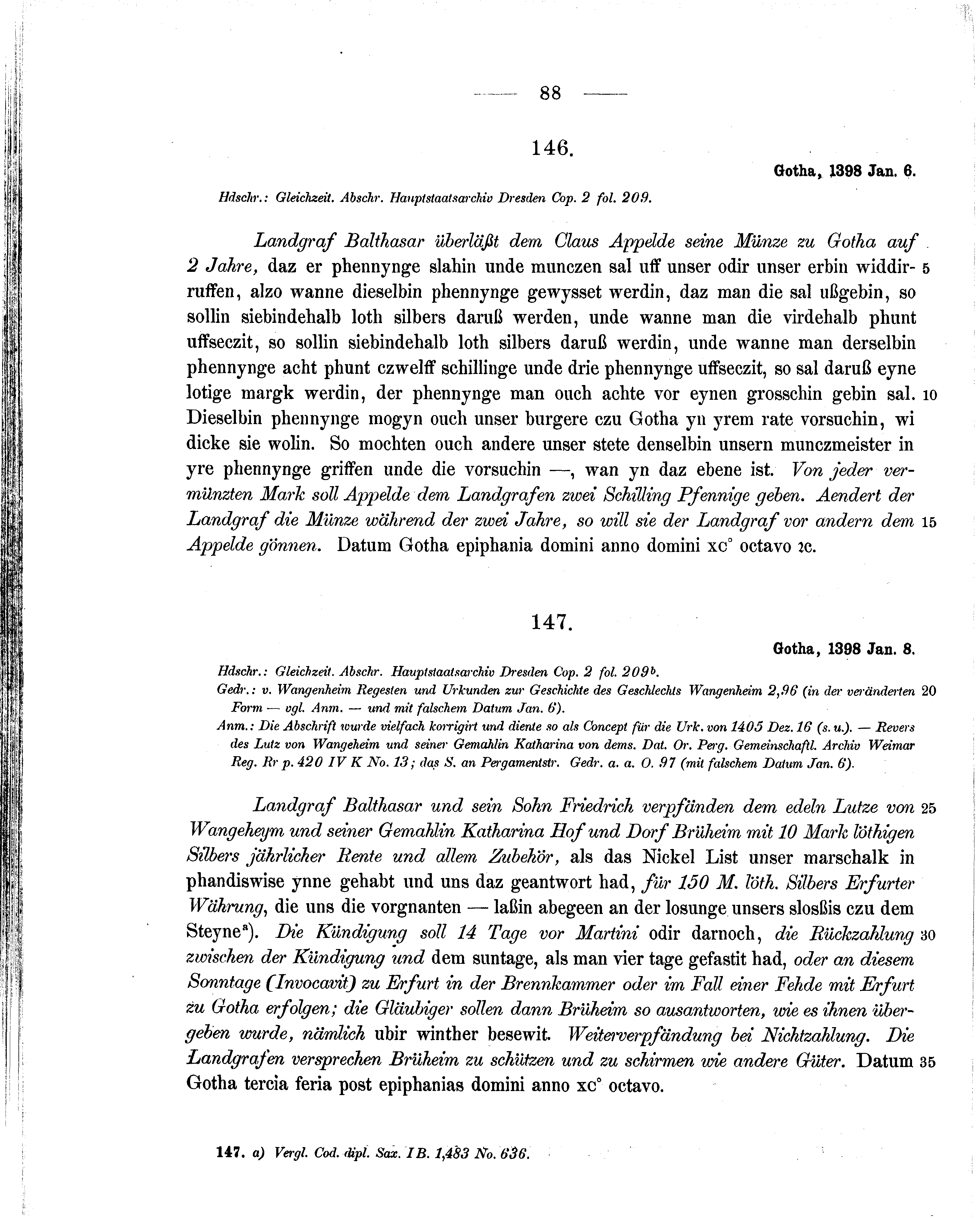 Historische Urkunde Seite 88 aus Band cds1b2