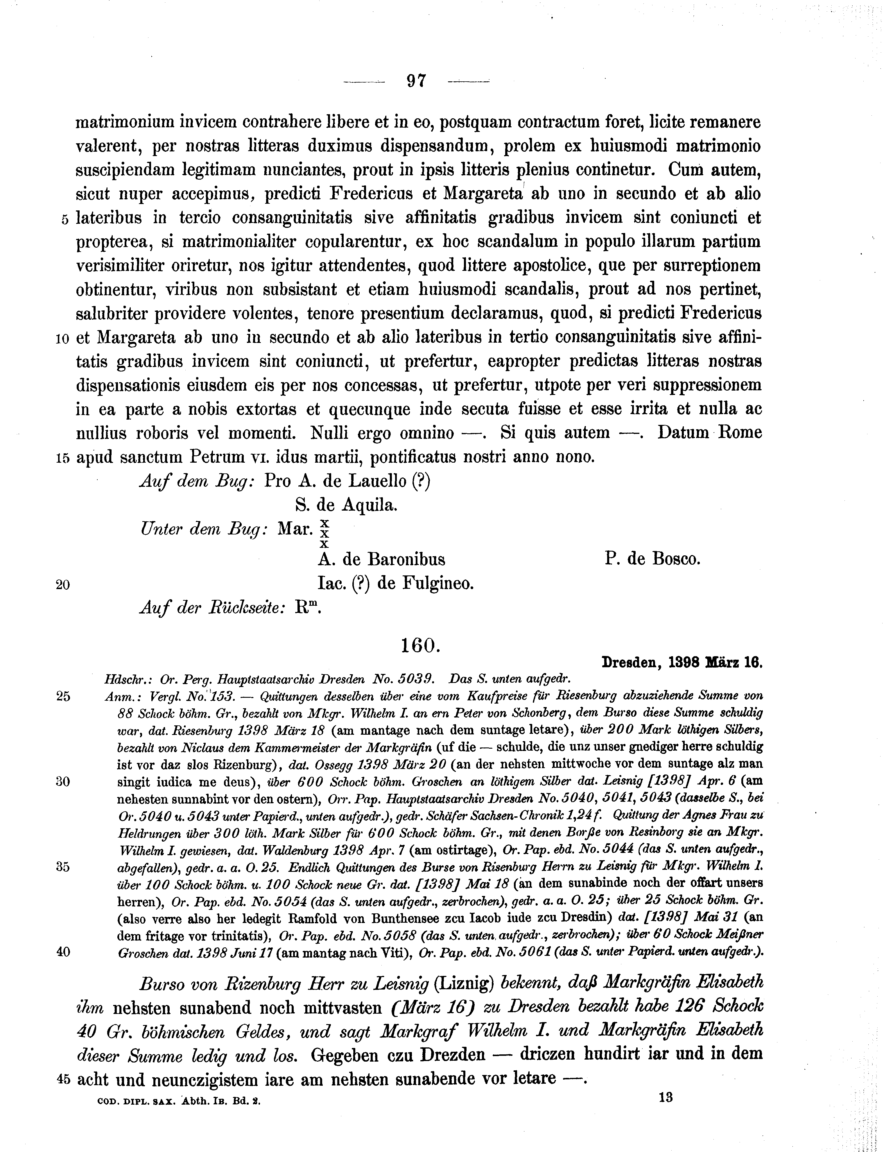 Historische Urkunde Seite 97 aus Band cds1b2