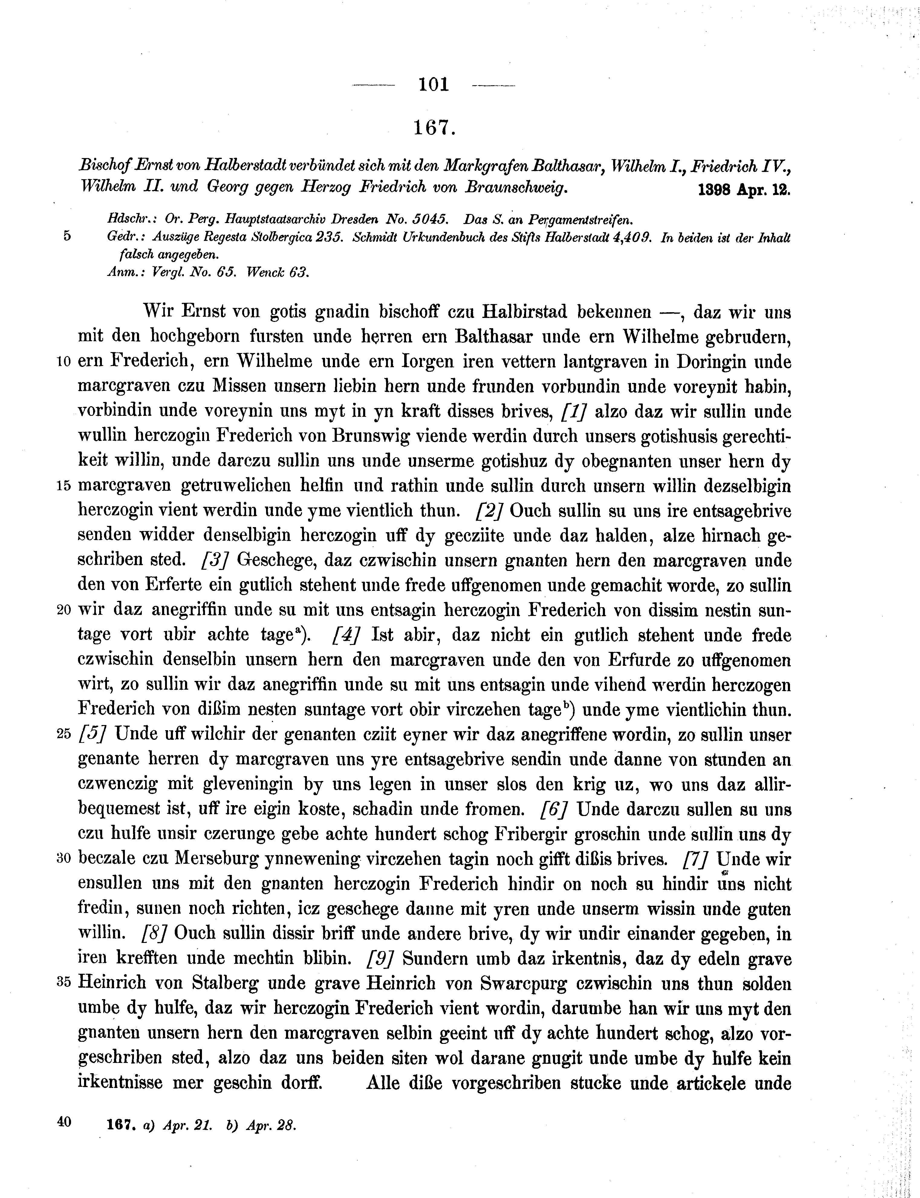 Historische Urkunde Seite 101 aus Band cds1b2