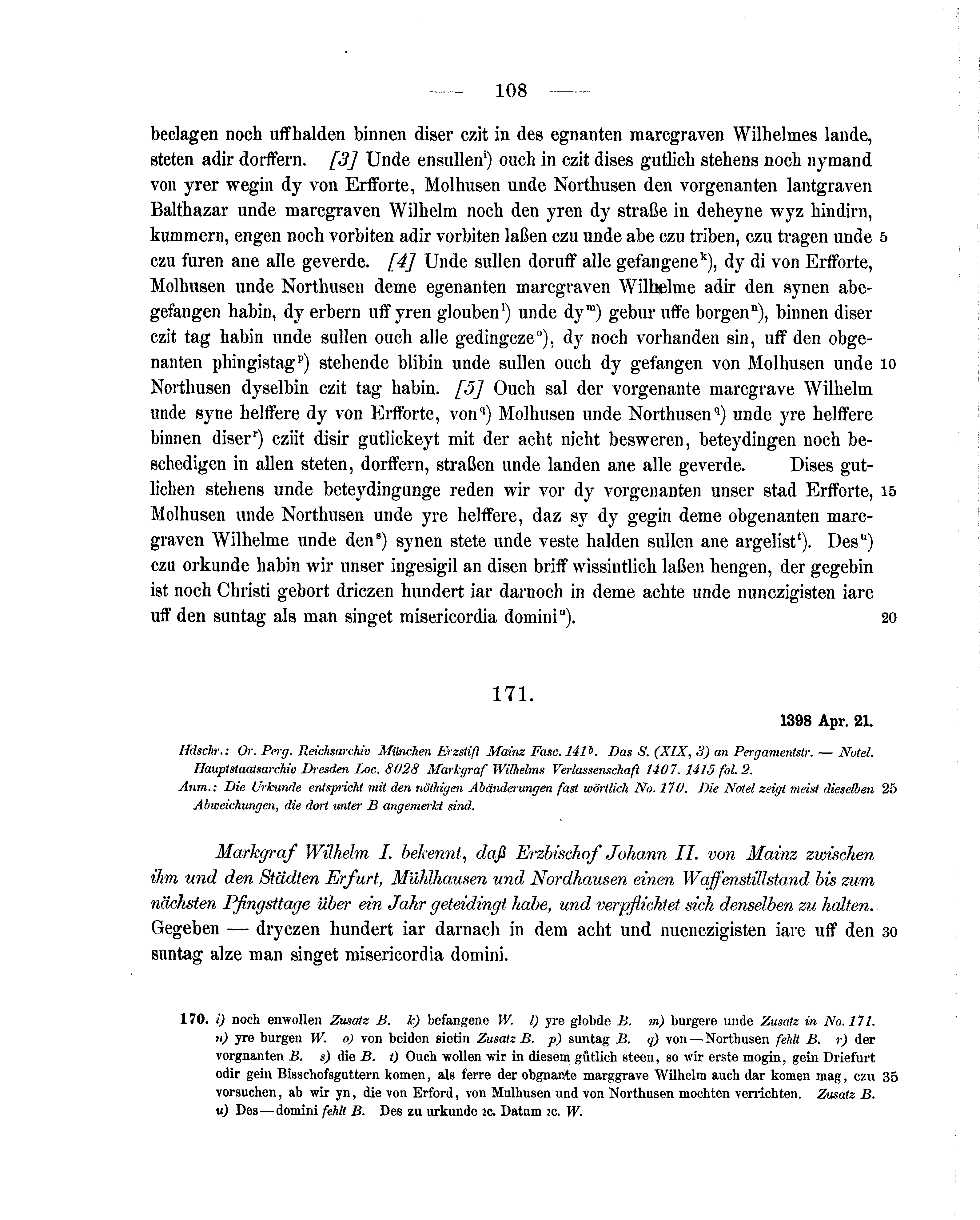 Historische Urkunde Seite 108 aus Band cds1b2