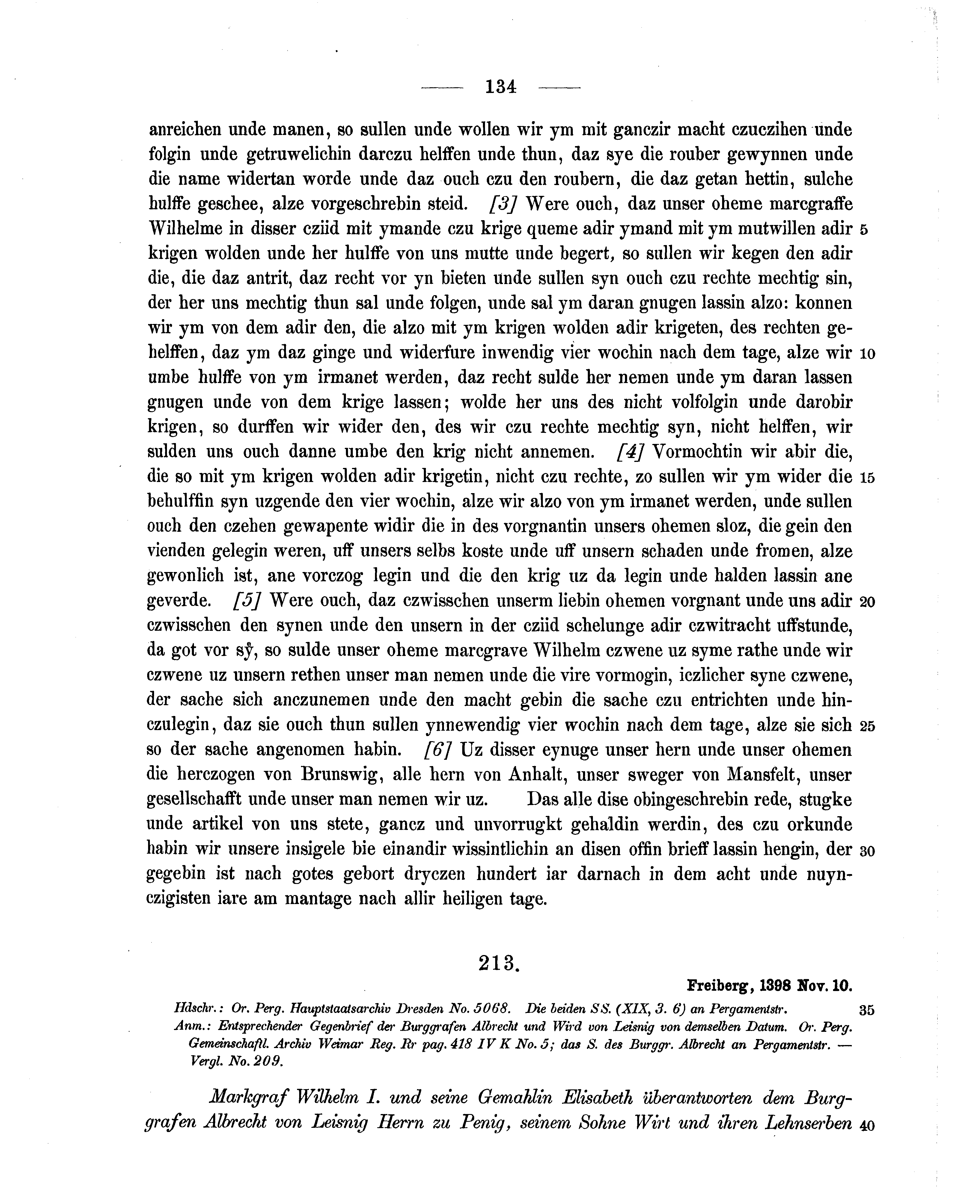 Historische Urkunde Seite 134 aus Band cds1b2