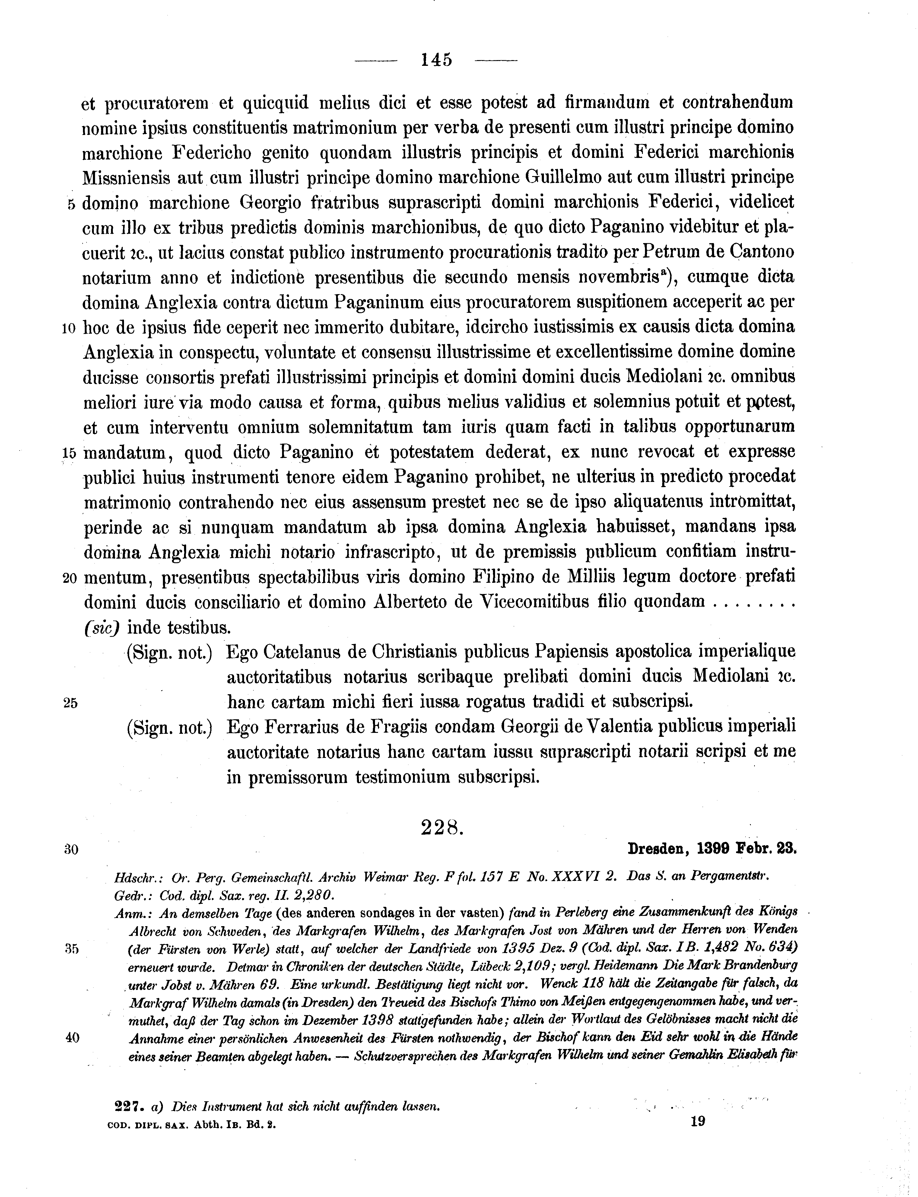 Historische Urkunde Seite 145 aus Band cds1b2