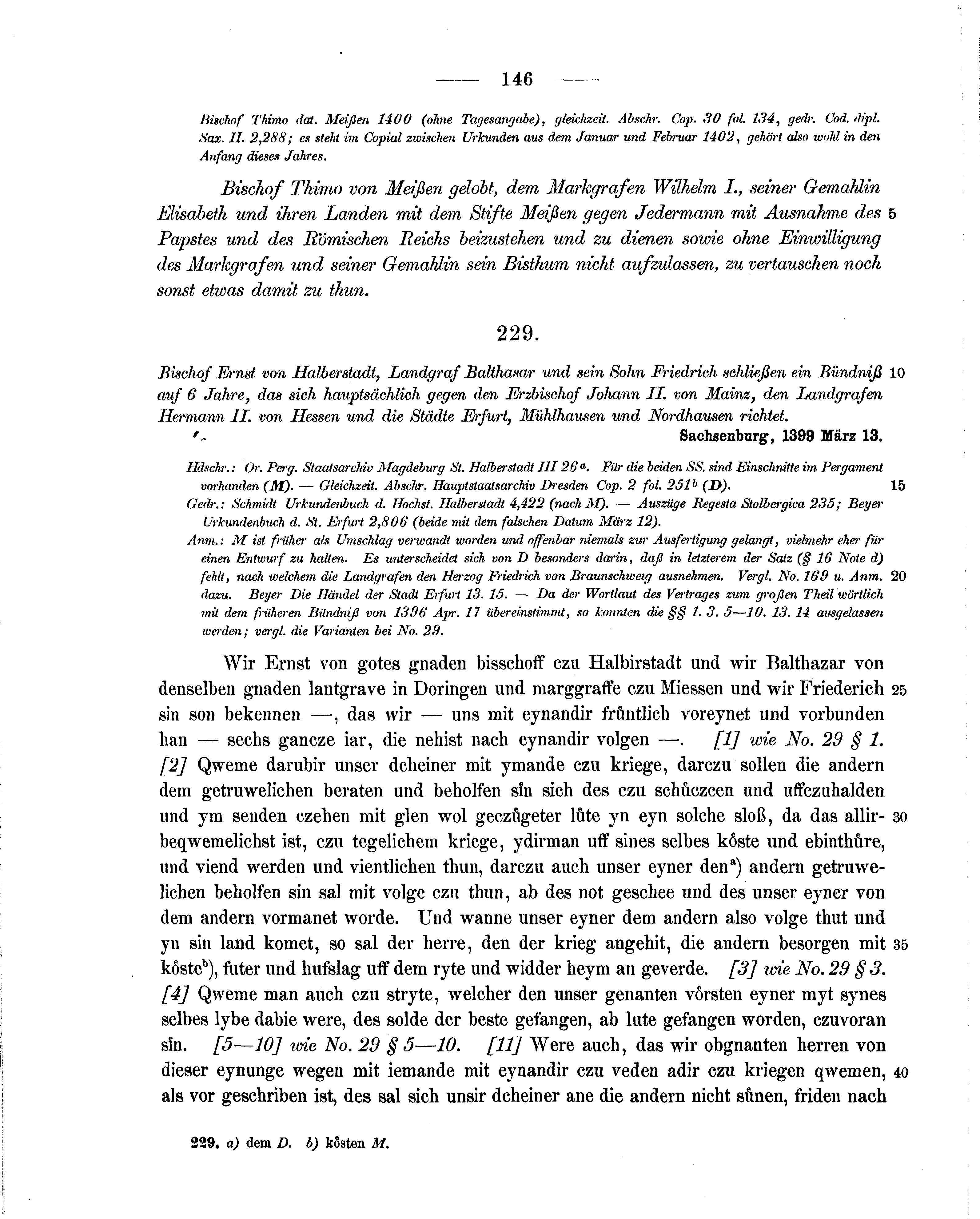 Historische Urkunde Seite 146 aus Band cds1b2