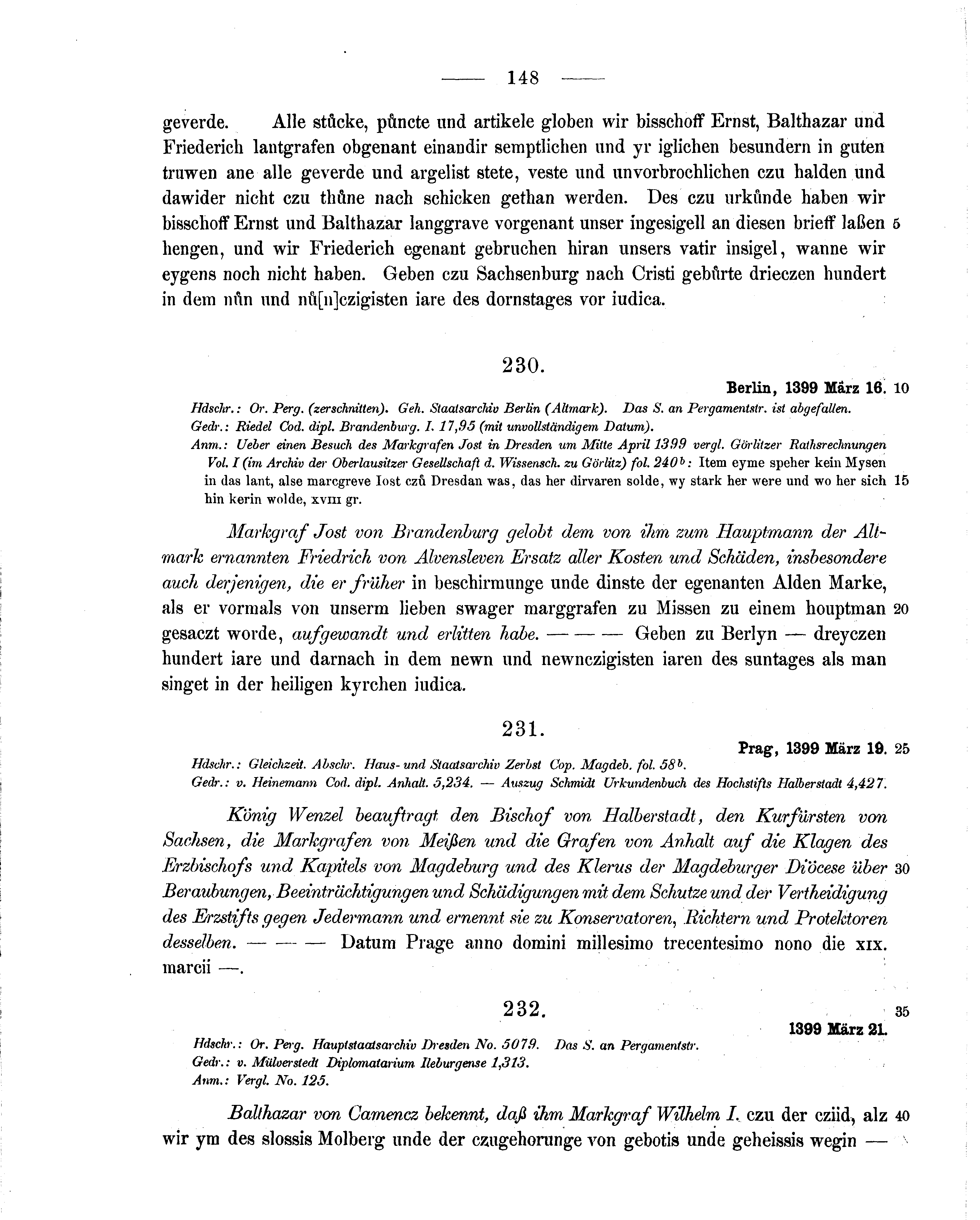 Historische Urkunde Seite 148 aus Band cds1b2
