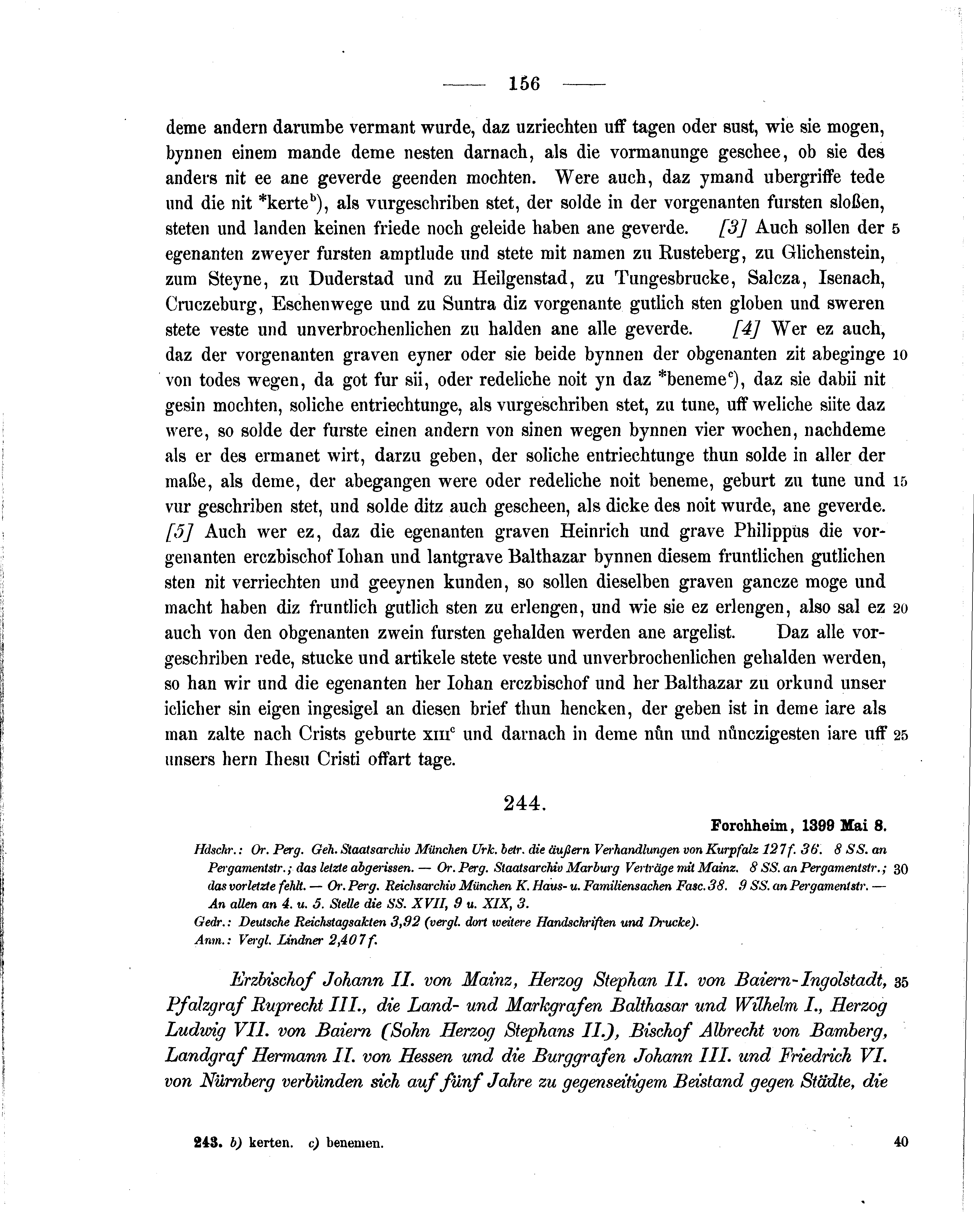 Historische Urkunde Seite 156 aus Band cds1b2