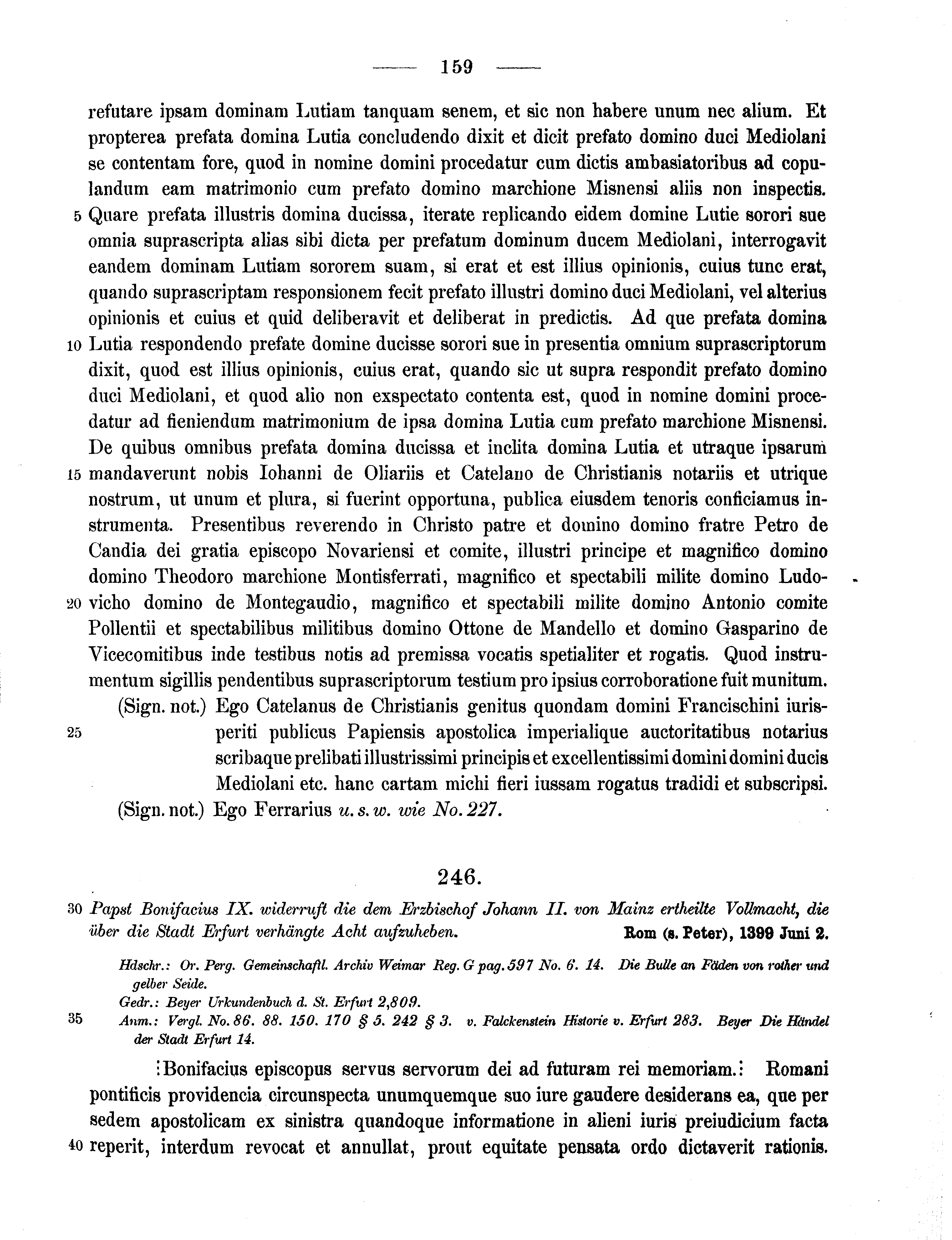 Historische Urkunde Seite 159 aus Band cds1b2