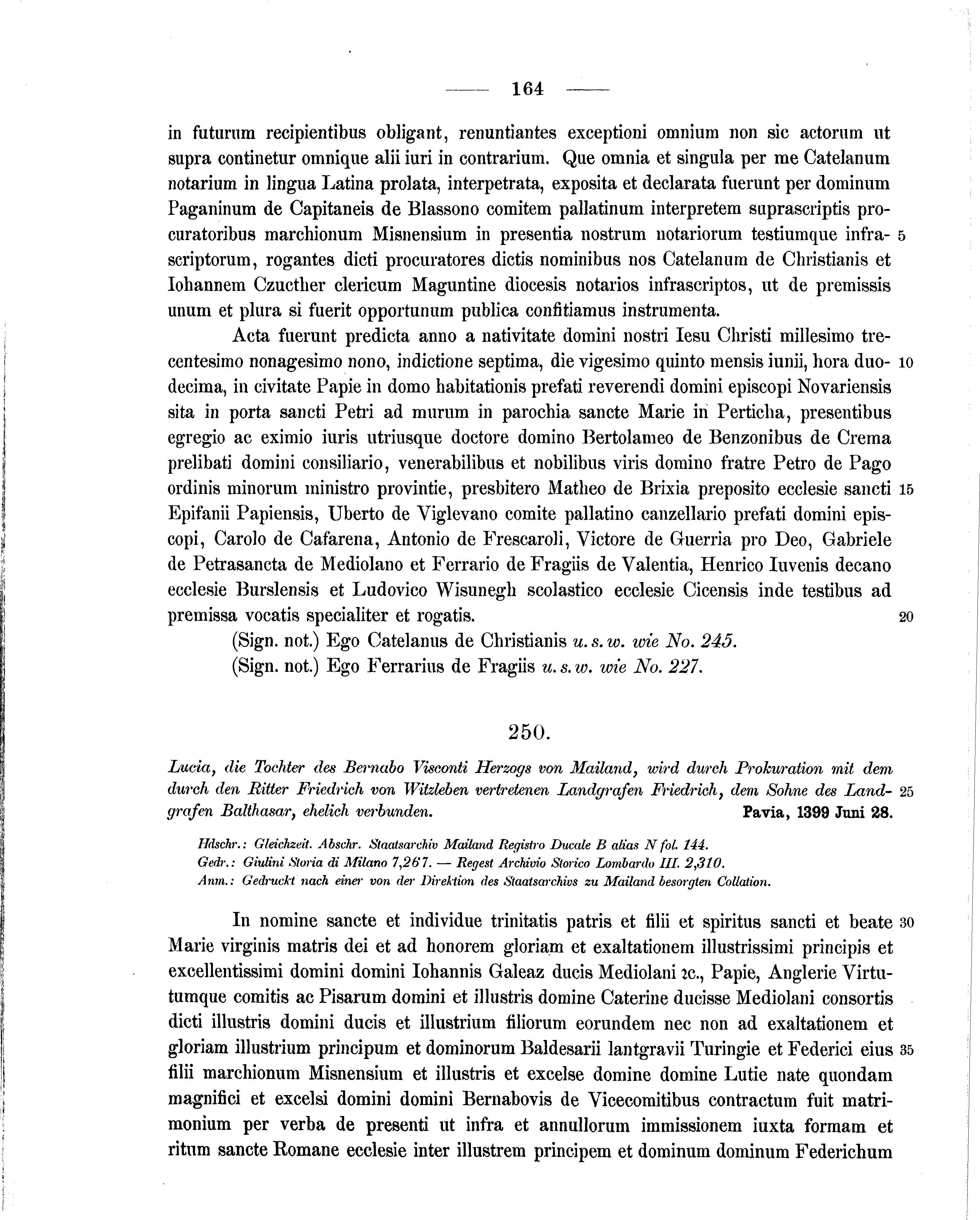 Historische Urkunde Seite 164 aus Band cds1b2