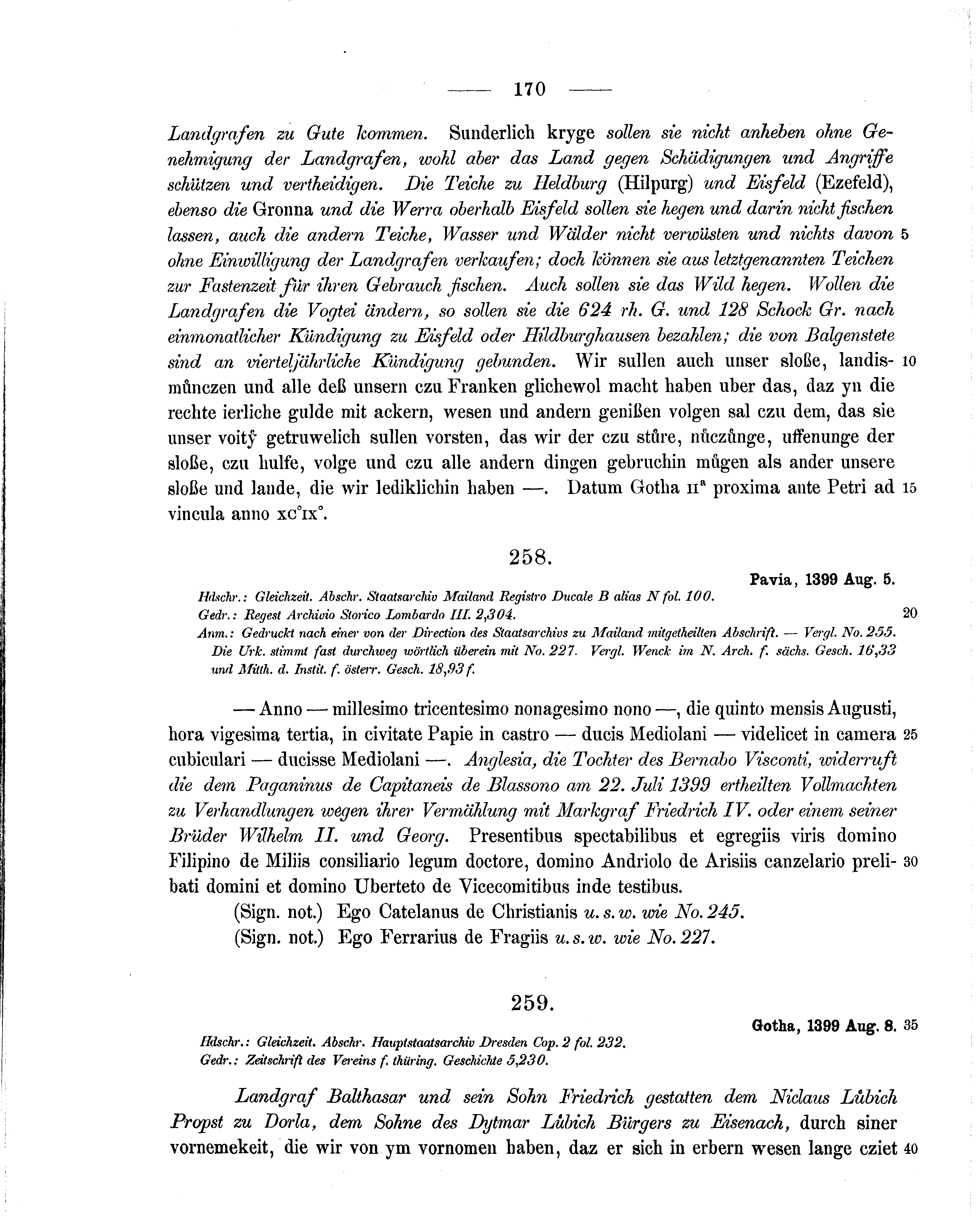 Historische Urkunde Seite 170 aus Band cds1b2