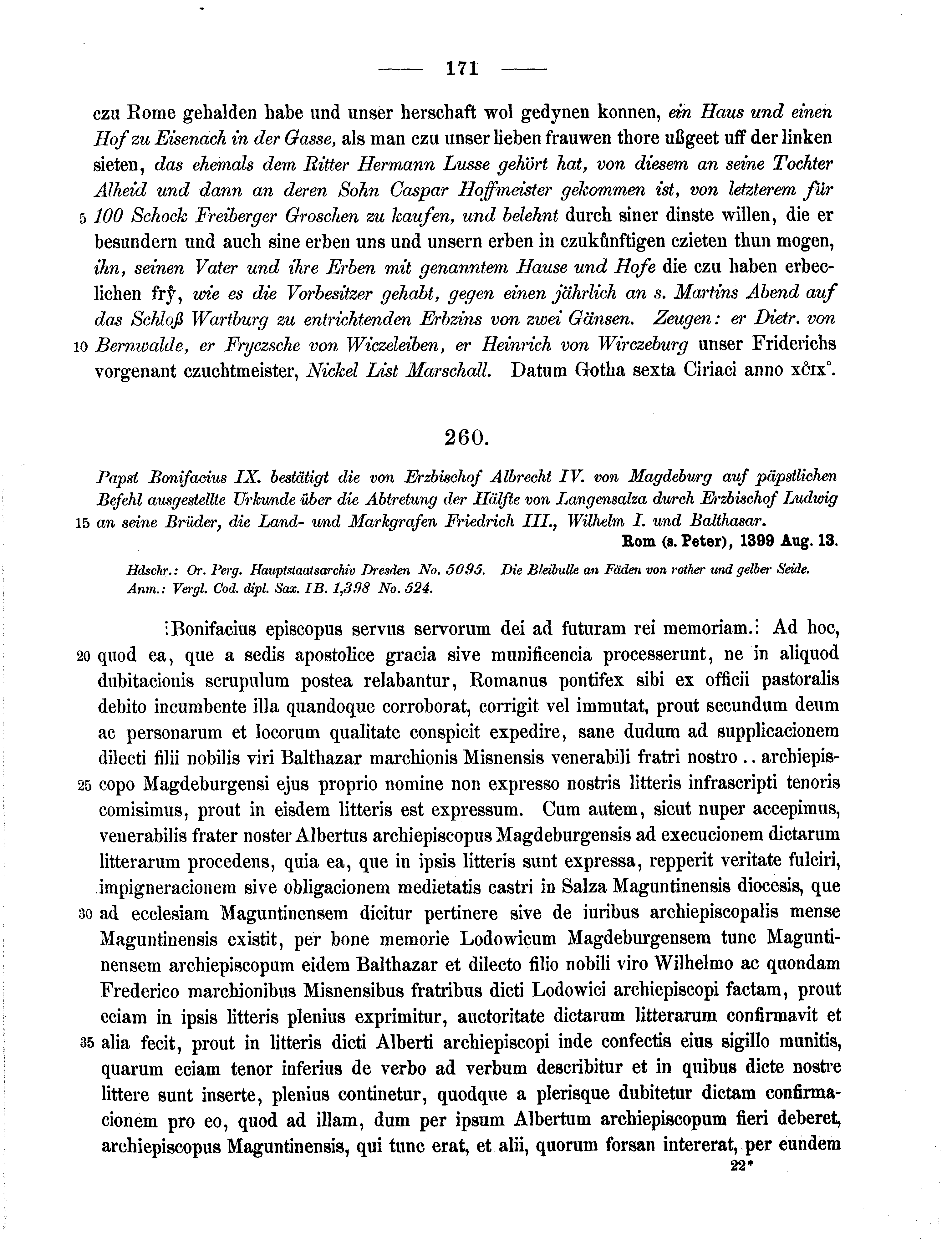 Historische Urkunde Seite 171 aus Band cds1b2