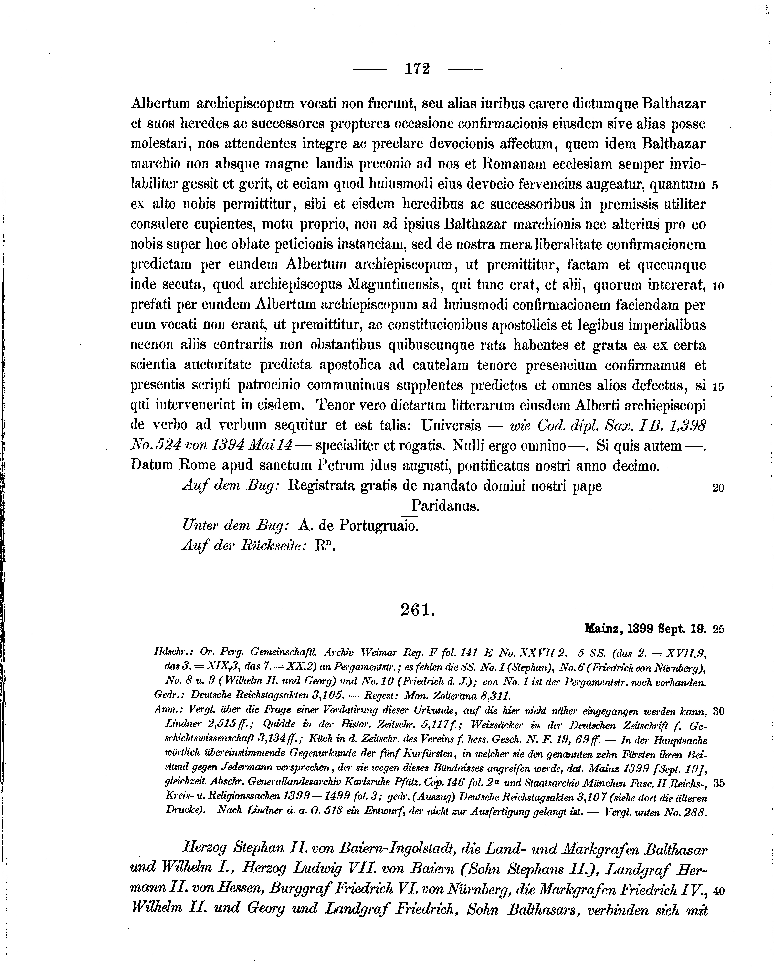 Historische Urkunde Seite 172 aus Band cds1b2